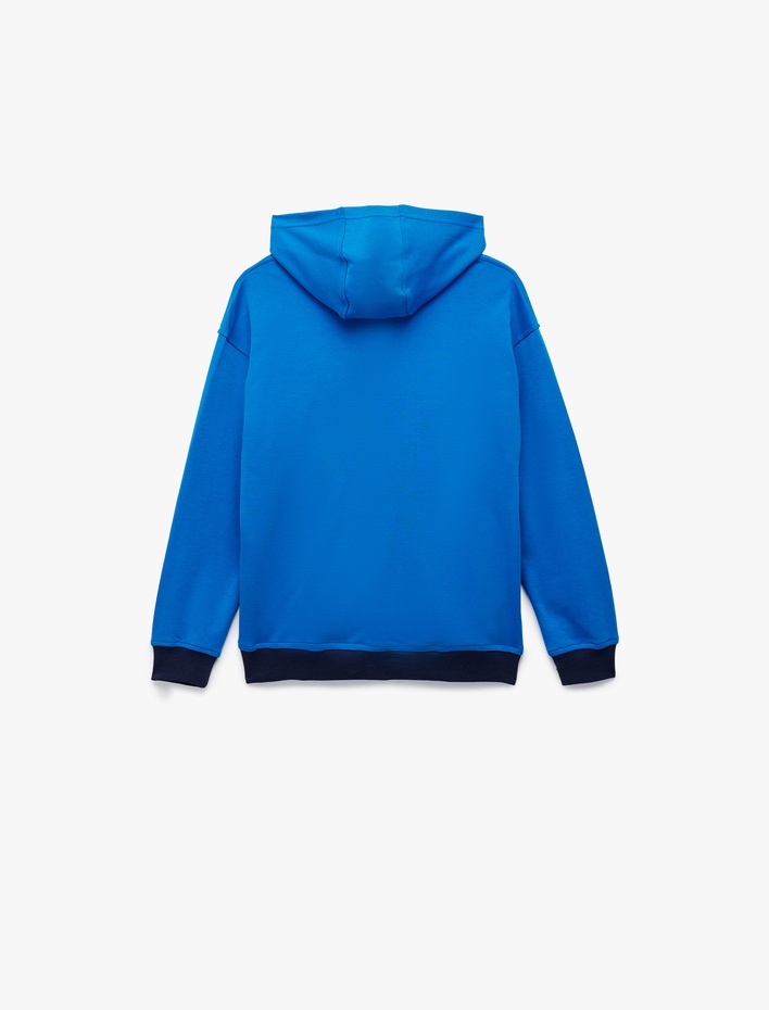 Erkek Çocuk Pamuklu Baskılı Uzun Kollu Kapşonlu Oversize Sweatshirt