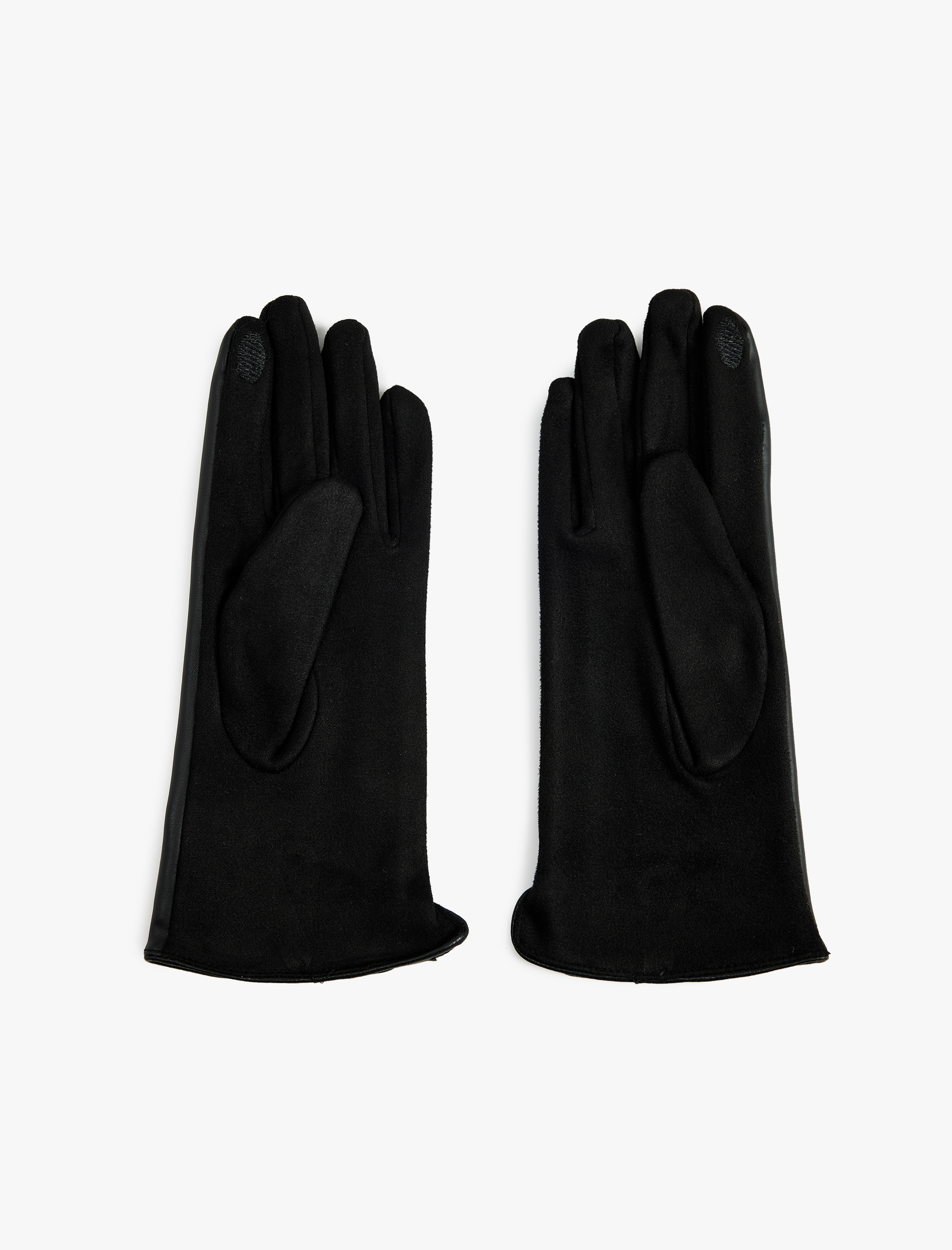  Kadın Metal Aksesuarlı Suni Deri Eldiven