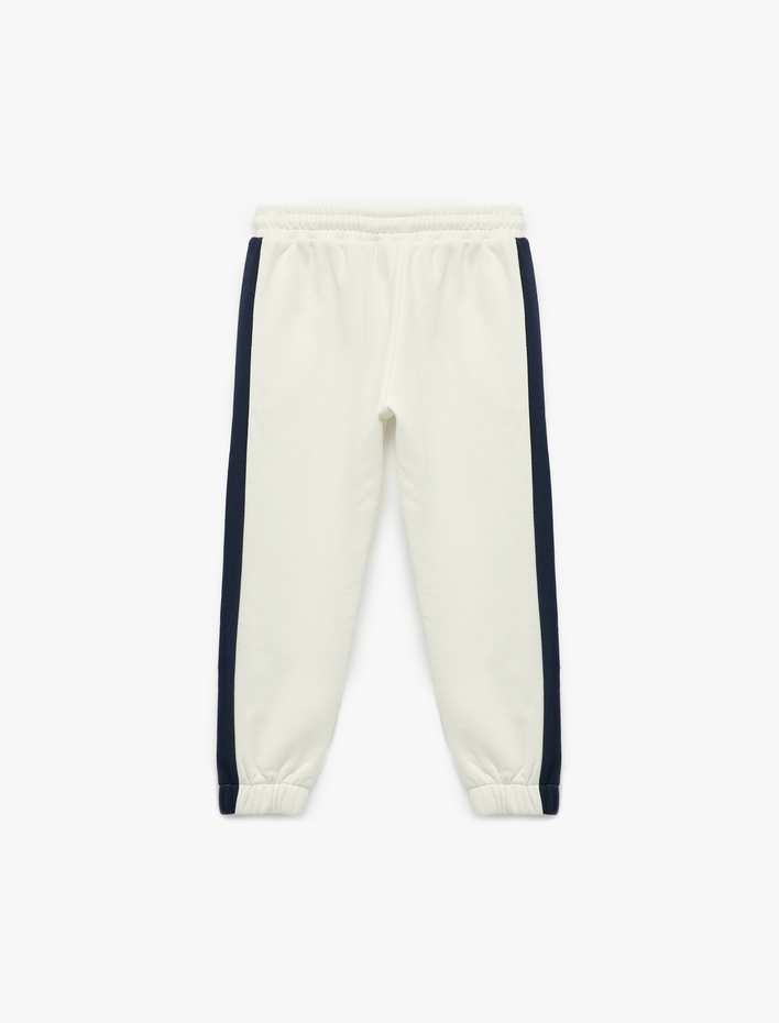 Erkek Çocuk Üç İplik Şardonlu Cepli Beli Lastikli Renk Kontrastlı Jogger Eşofman Altı