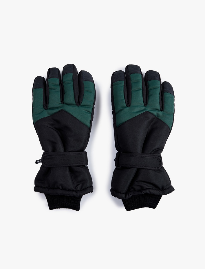 Erkek Renk Kontrastlı Kayak Eldiveni