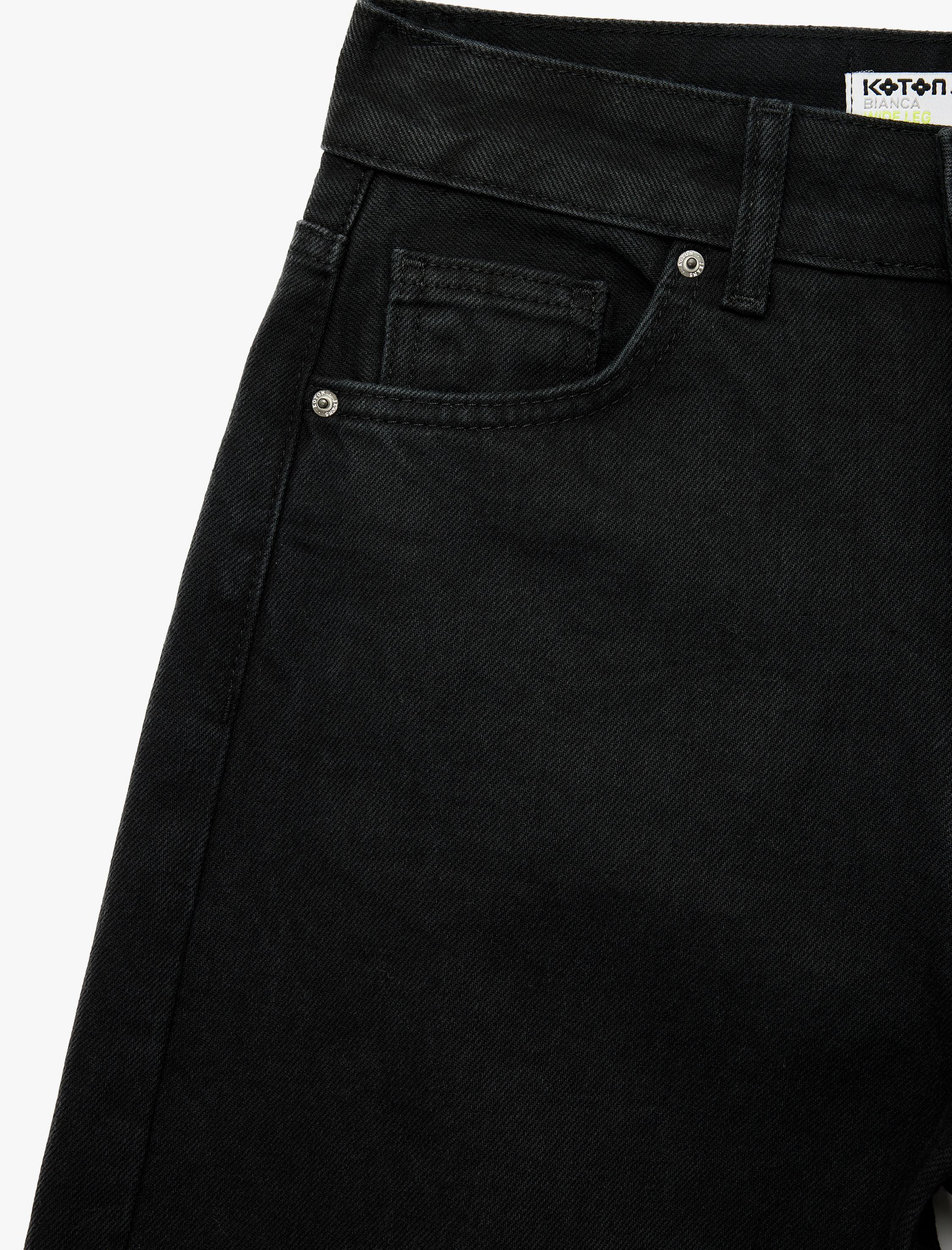 Yüksek Bel Pamuklu Düğmeli Geniş Paça Jean Pantolon -  Wide Leg Jeans