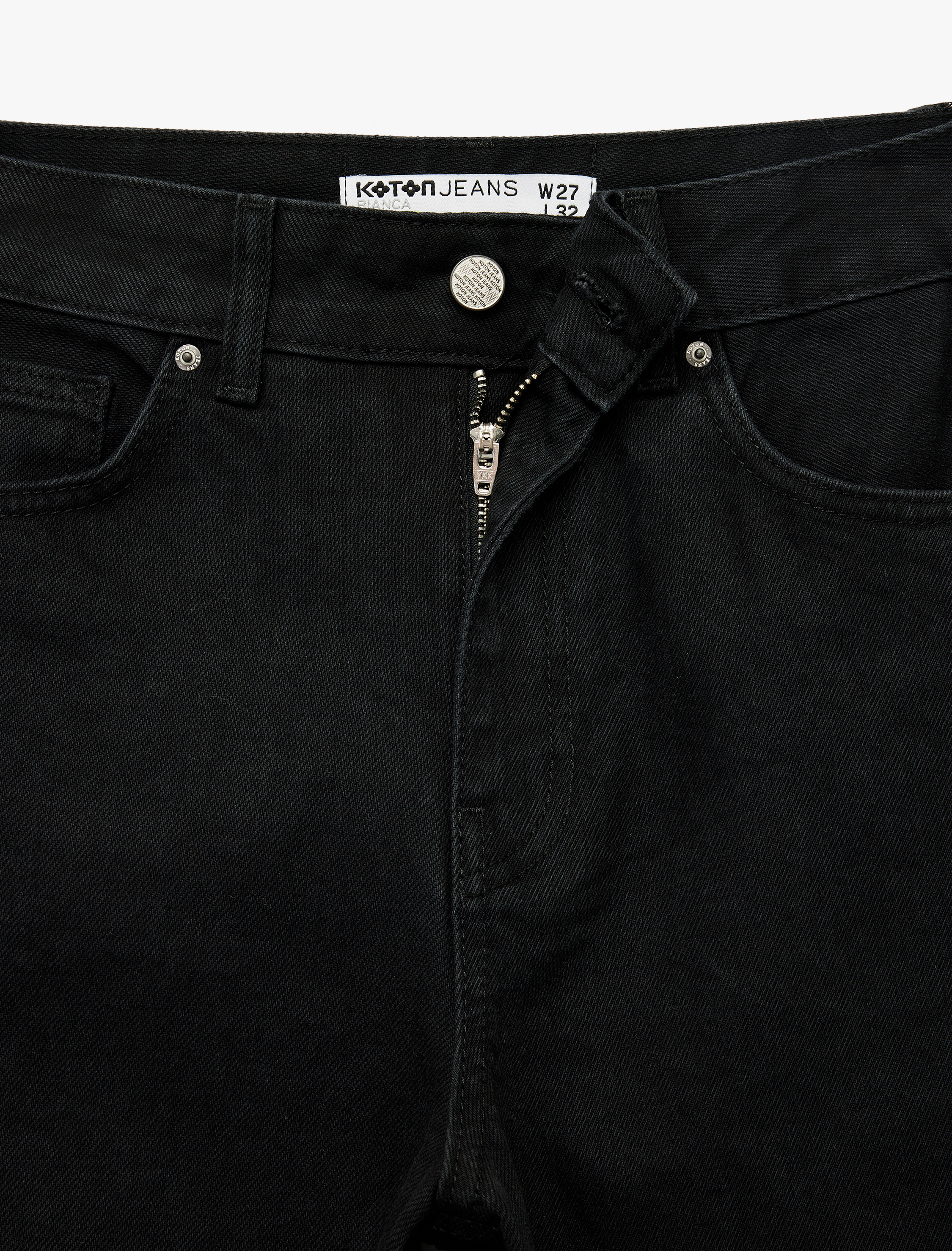 Yüksek Bel Pamuklu Düğmeli Geniş Paça Jean Pantolon -  Wide Leg Jeans