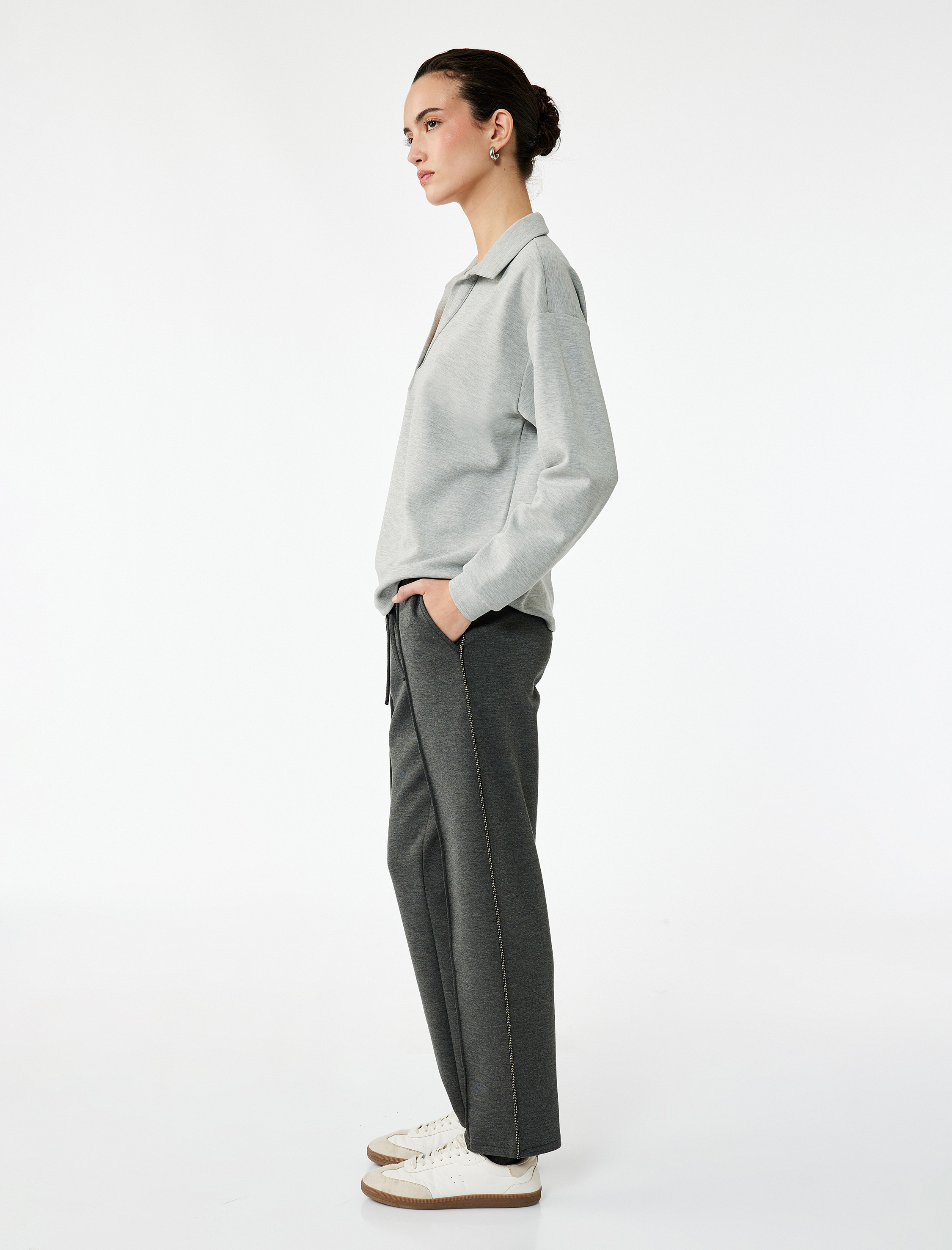 Scuba Kumaş Cepli Cigarette Kesim Eşofman Pantolon