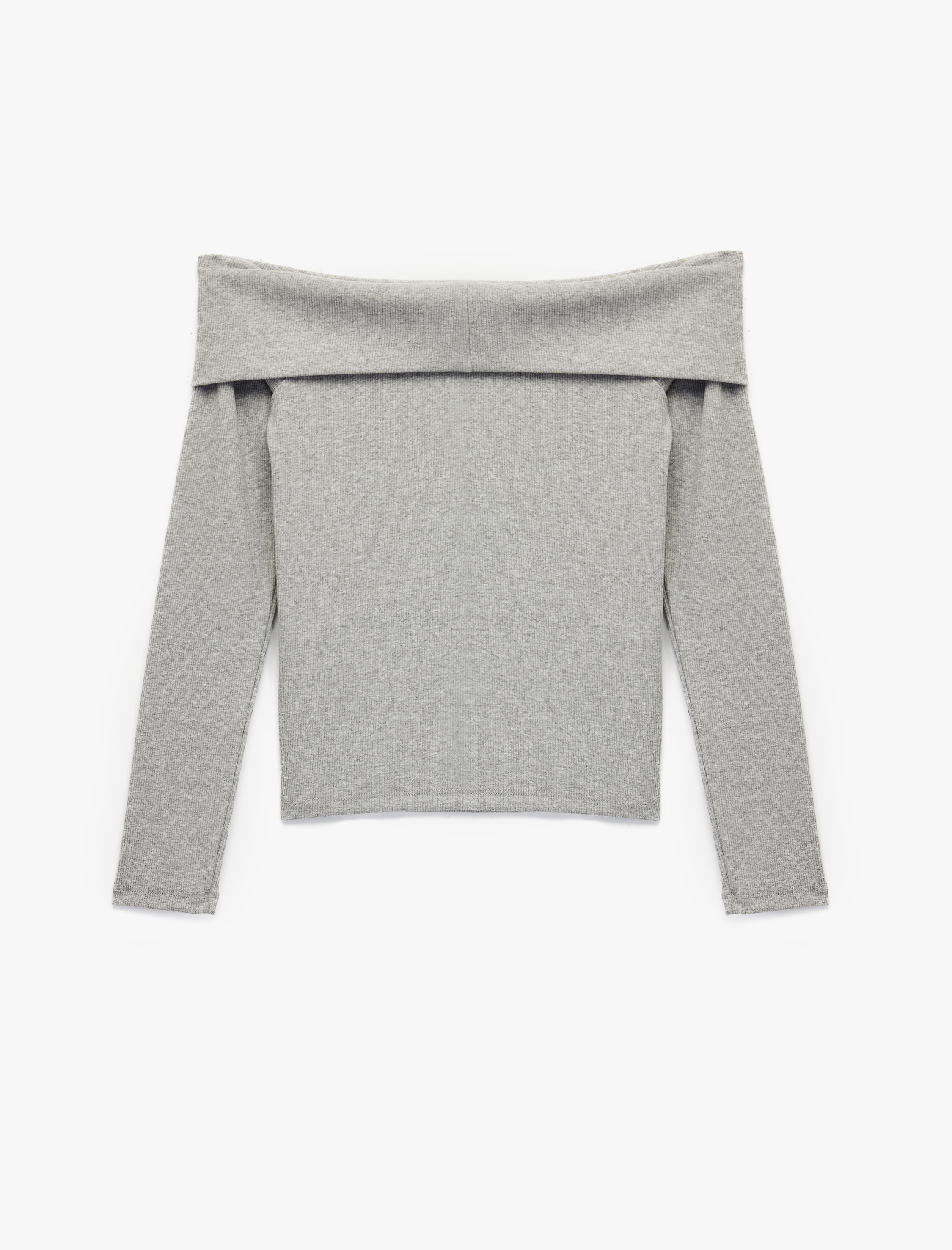 Kaşkorse Slim Fit Uzun Kollu Açık Omuz Tişört