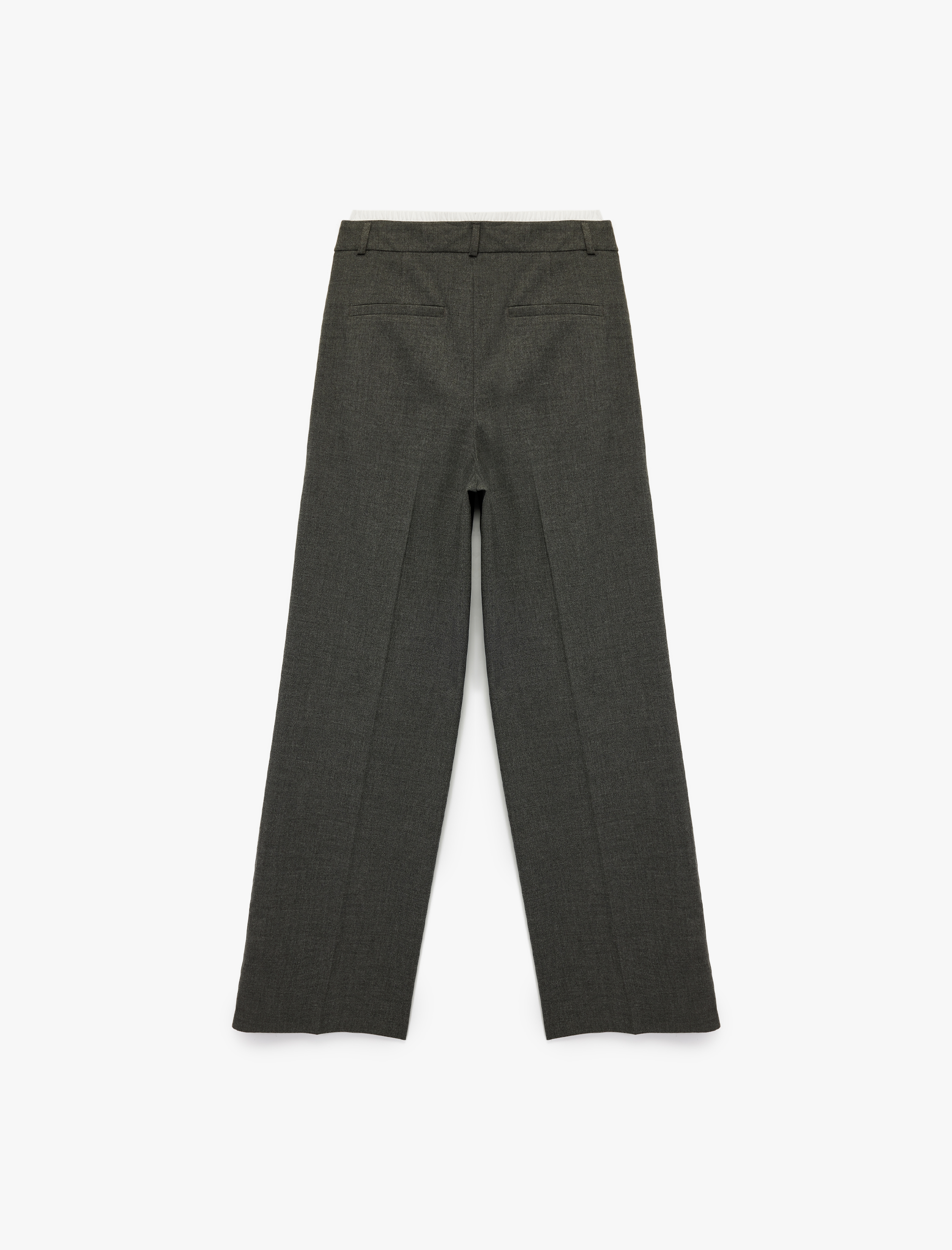   Cepli Pile Detaylı Geniş Paça Baggy Kumaş Pantolon