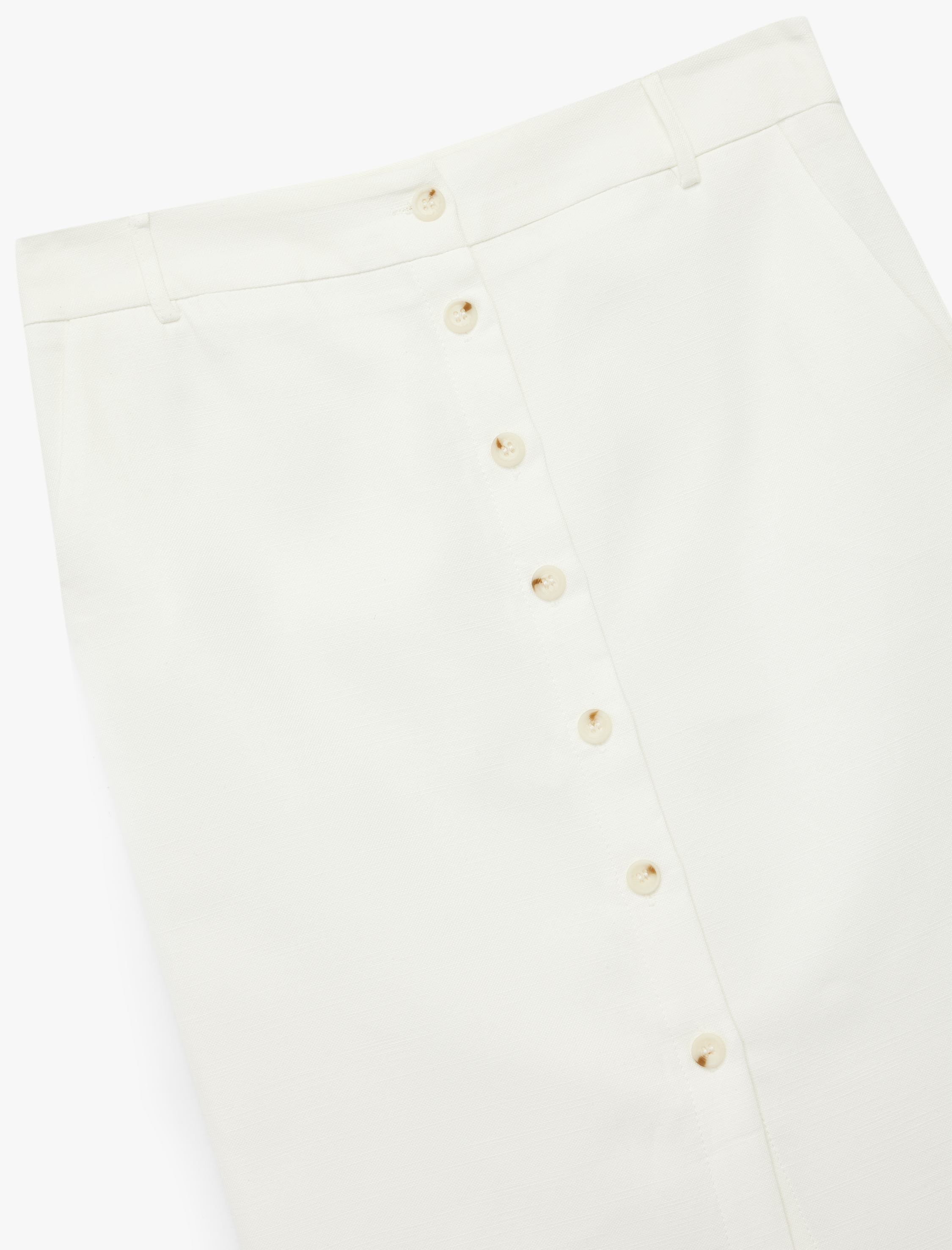   Standart Bel Cepli Yırtmaç Detaylı Midi Düğmeli Kalem Etek