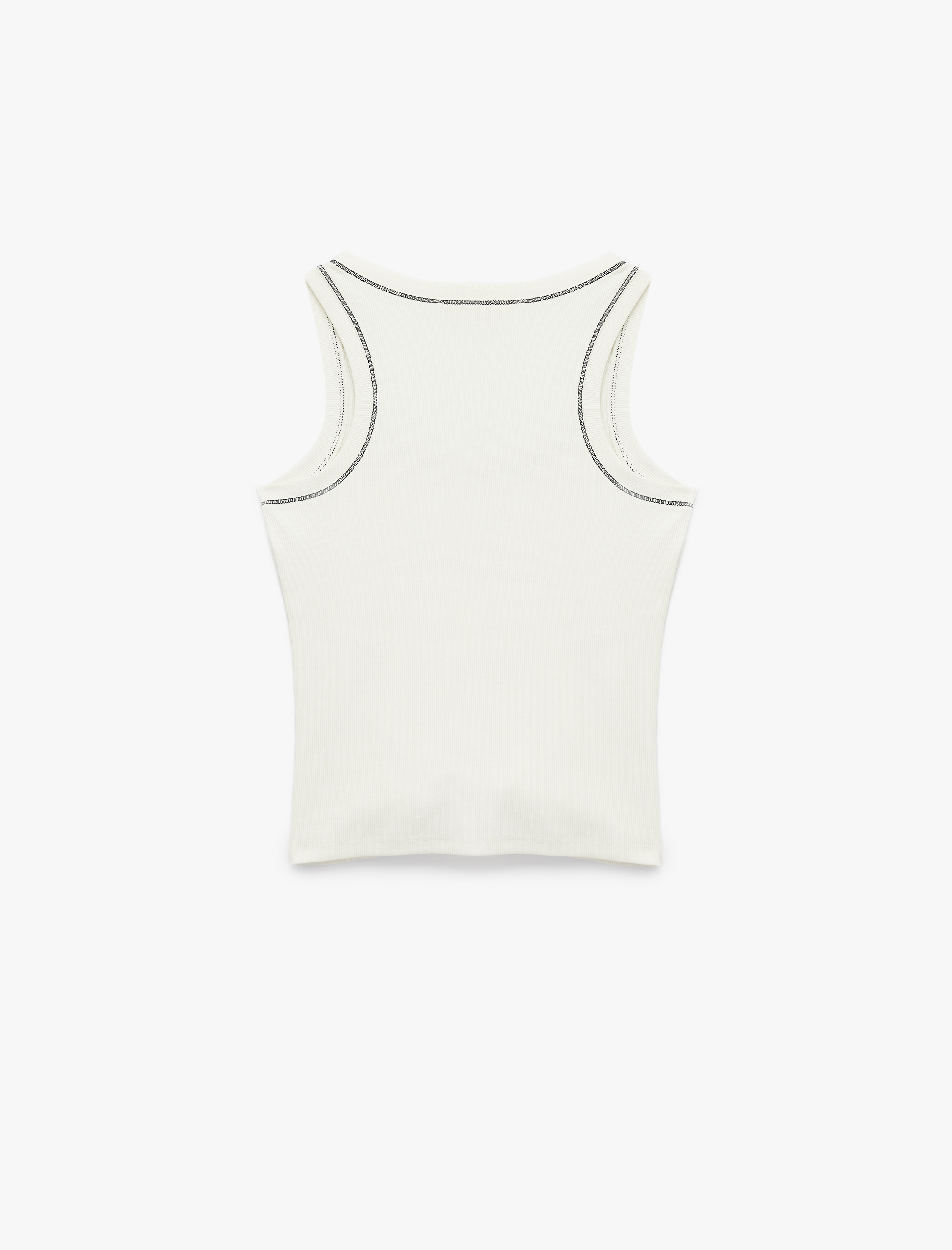   Pamuklu Slim Fit Kontrast Dikiş Detaylı Bisiklet Yaka Fitilli Atlet