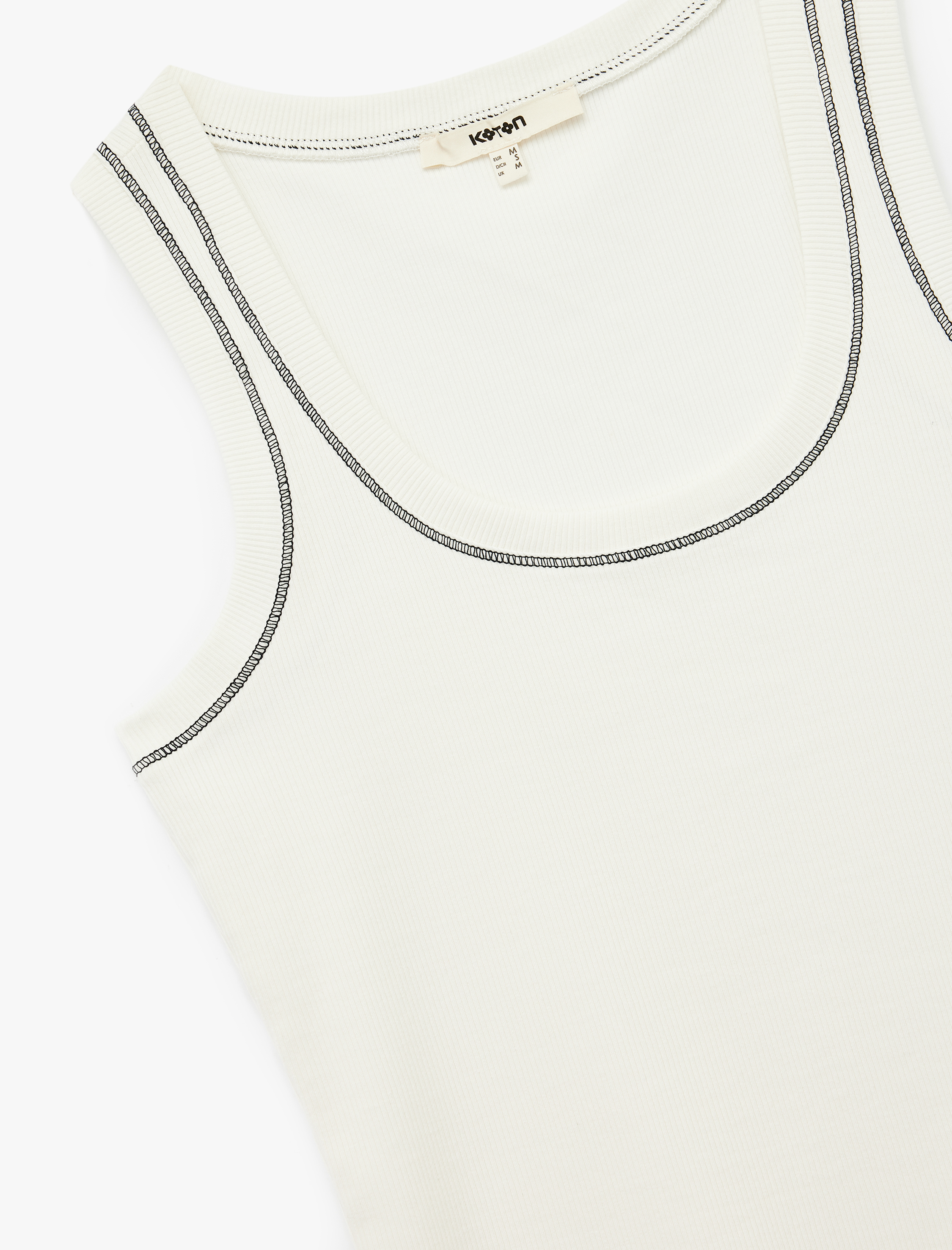   Pamuklu Slim Fit Kontrast Dikiş Detaylı Bisiklet Yaka Fitilli Atlet