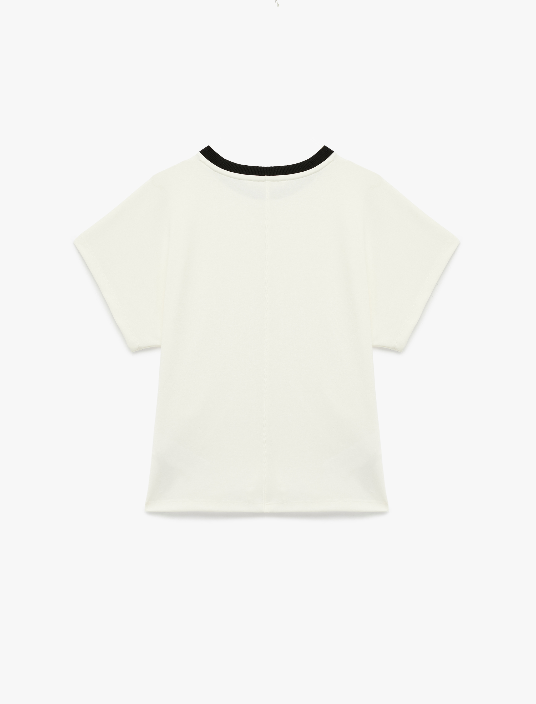   Modal Kumaş Drape Detaylı Kısa Kollu Bisiklet Yaka Tişört