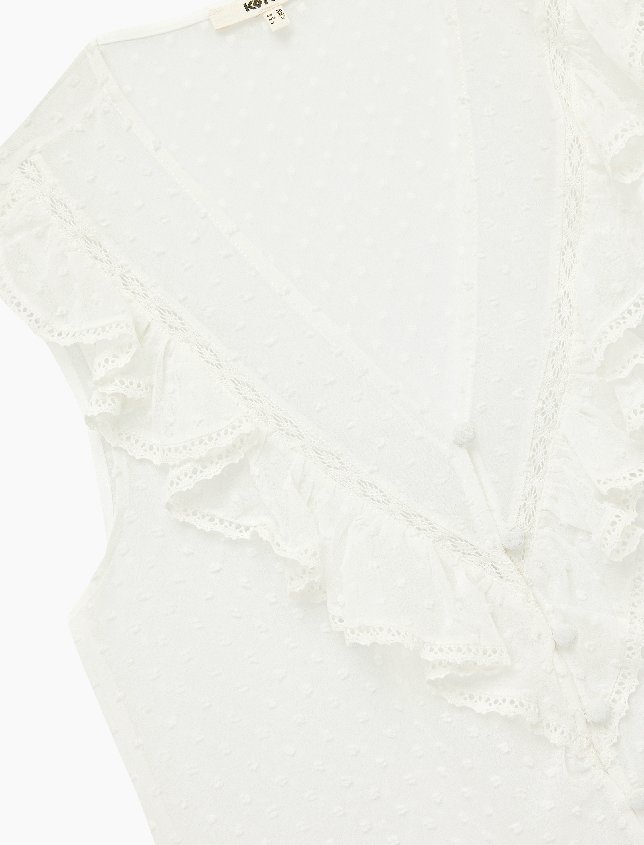   V Yaka Fırfırlı Kolsuz Şifon Gömlek