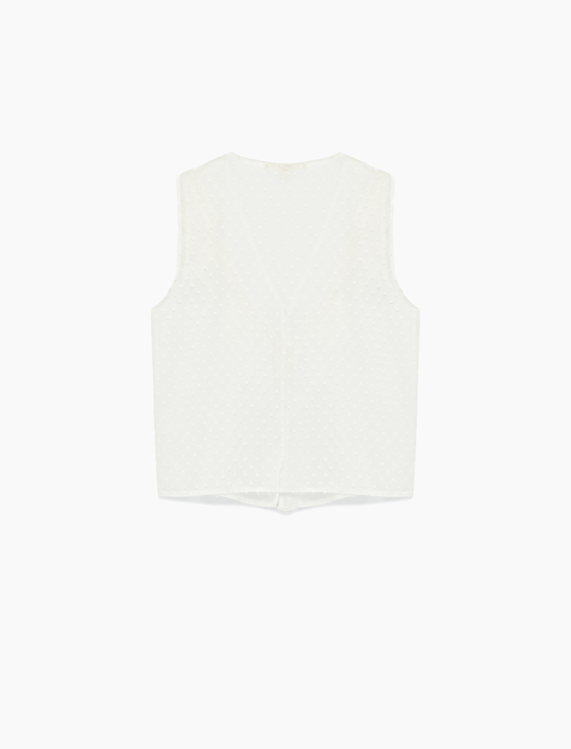   V Yaka Fırfırlı Kolsuz Şifon Gömlek