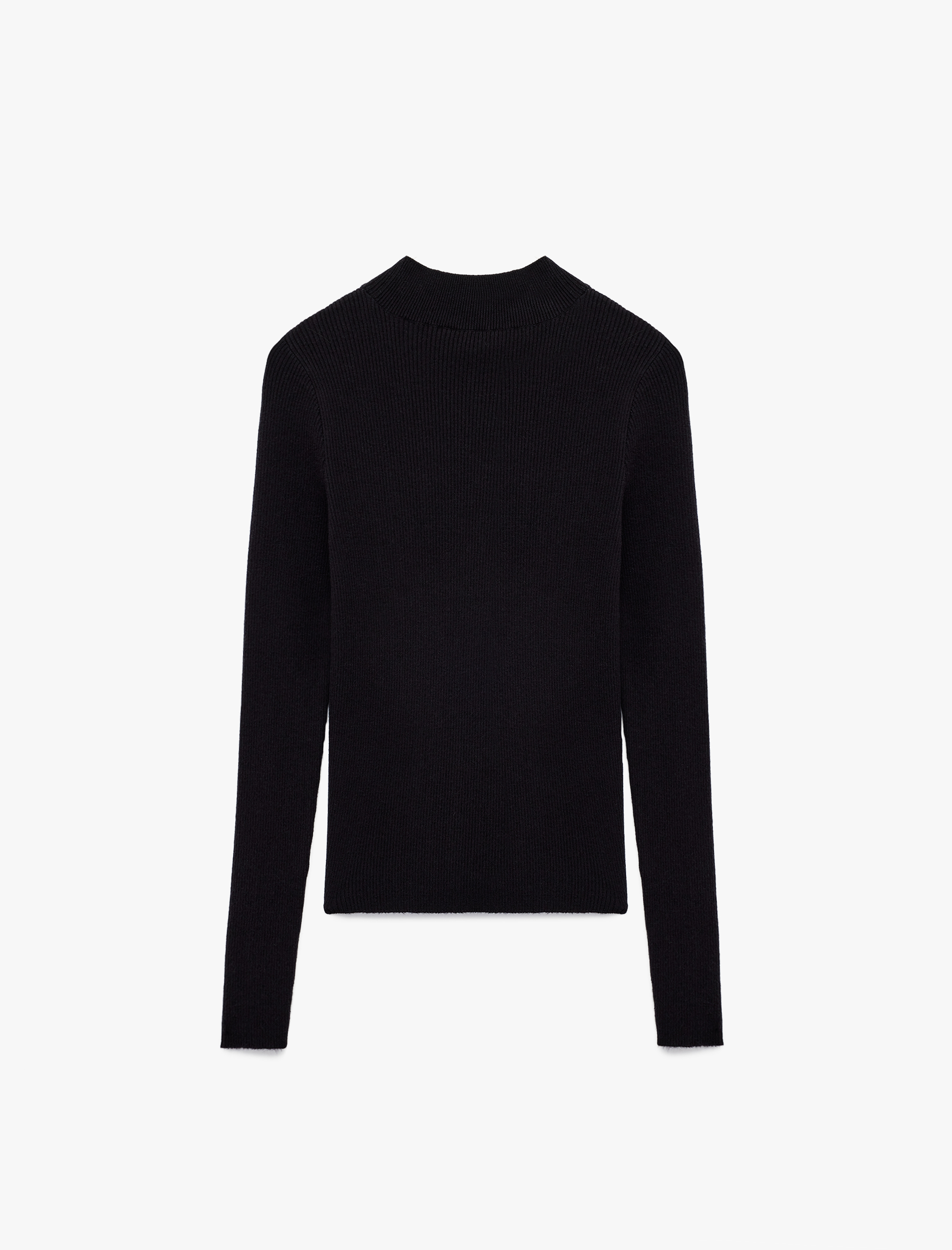   Dik Yaka Uzun Kollu Viskon Triko Kazak