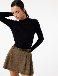 Dik Yaka Uzun Kollu Viskon Triko Kazak