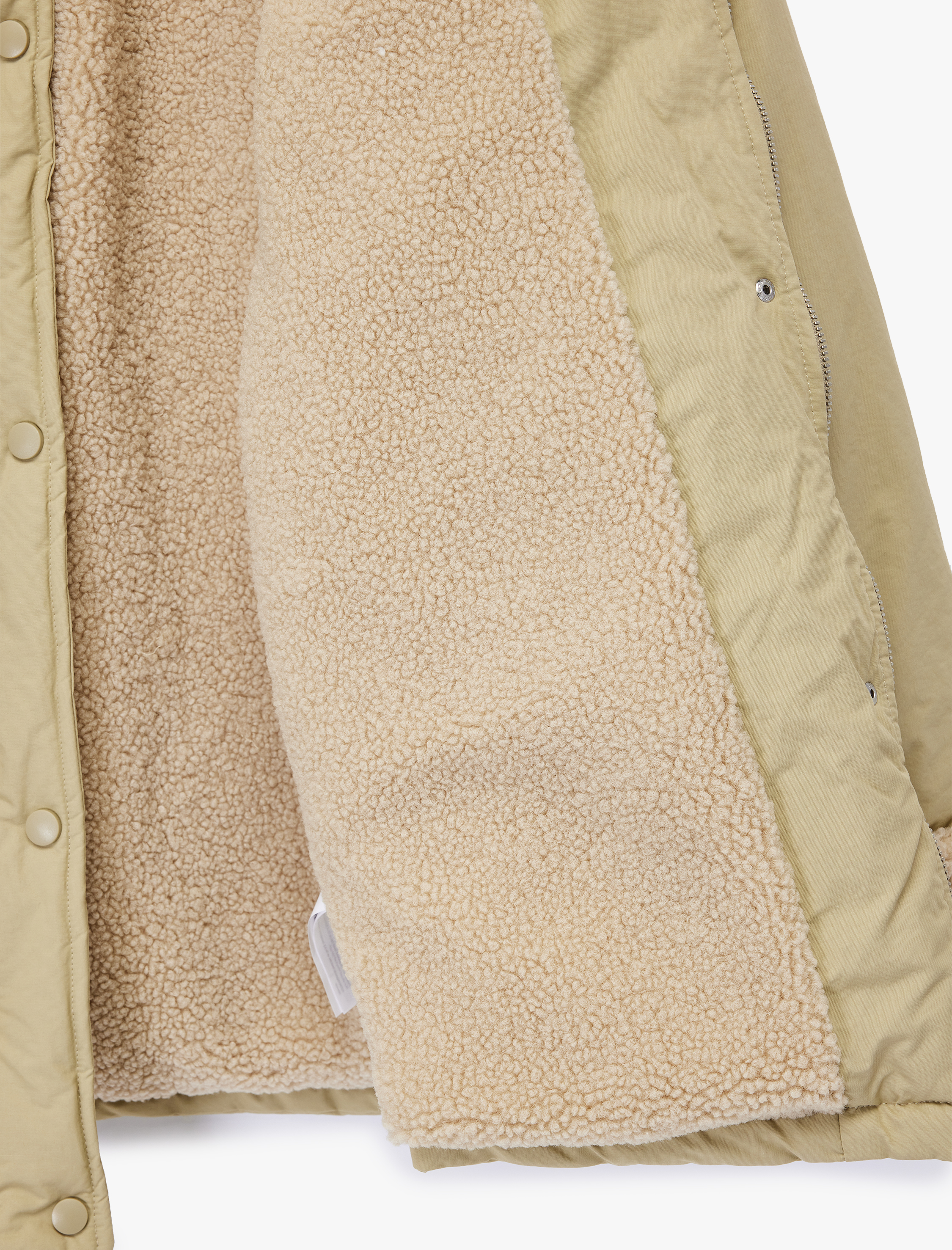   Dik Yaka Uzun Kollu Fermuarlı Cepli İçi Peluş Astarlı Anorak Mont