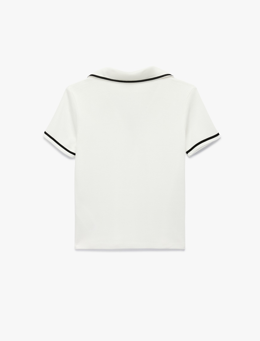   Viskon Kumaş Çizgili Slim Fit Kısa Kollu Polo Yaka Tişört