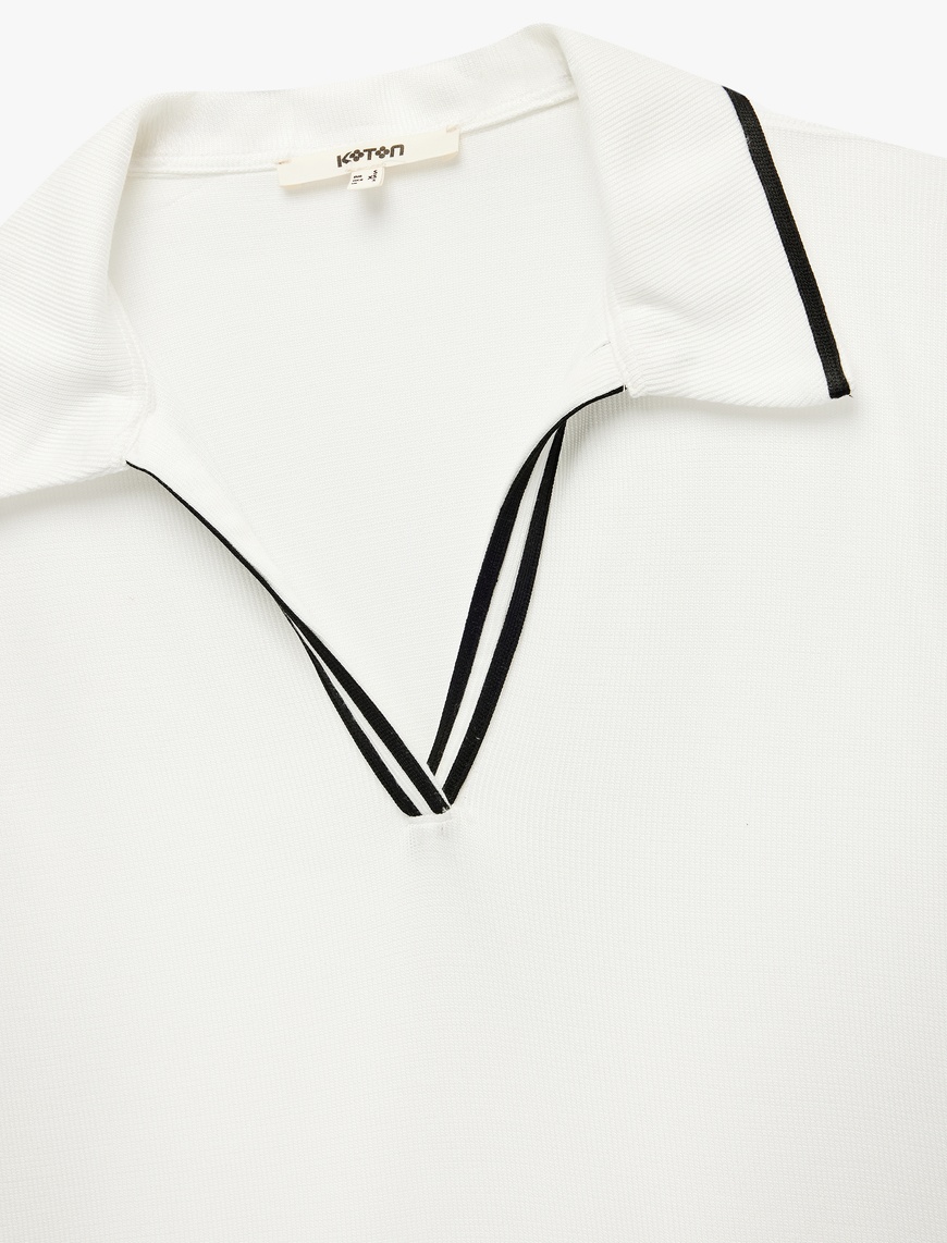   Viskon Kumaş Çizgili Slim Fit Kısa Kollu Polo Yaka Tişört
