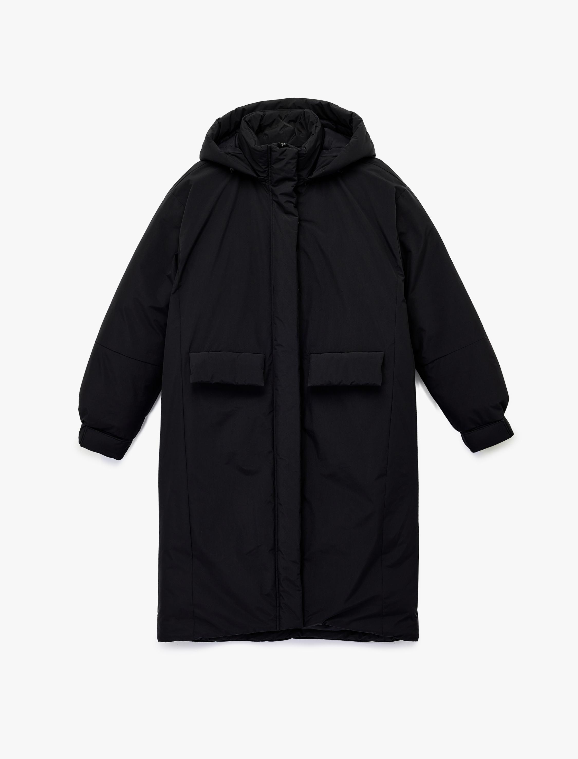   Çıkarılabilir Kapüşonlu Uzun Kollu Fermuarlı Anorak Su İtici Oversize Uzun Mont