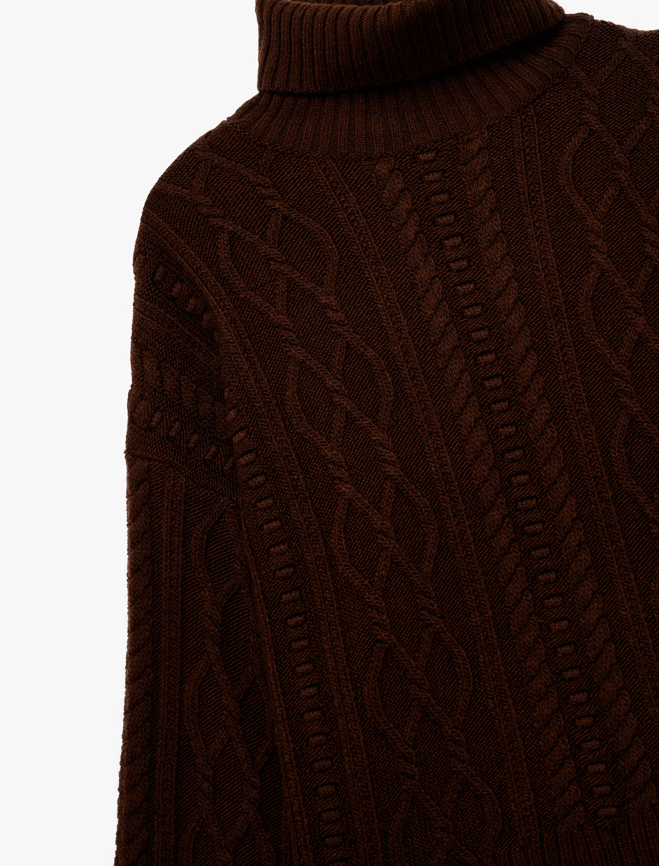   Uzun Kollu Balıkçı Yaka Saç Örgü Oversize Kazak