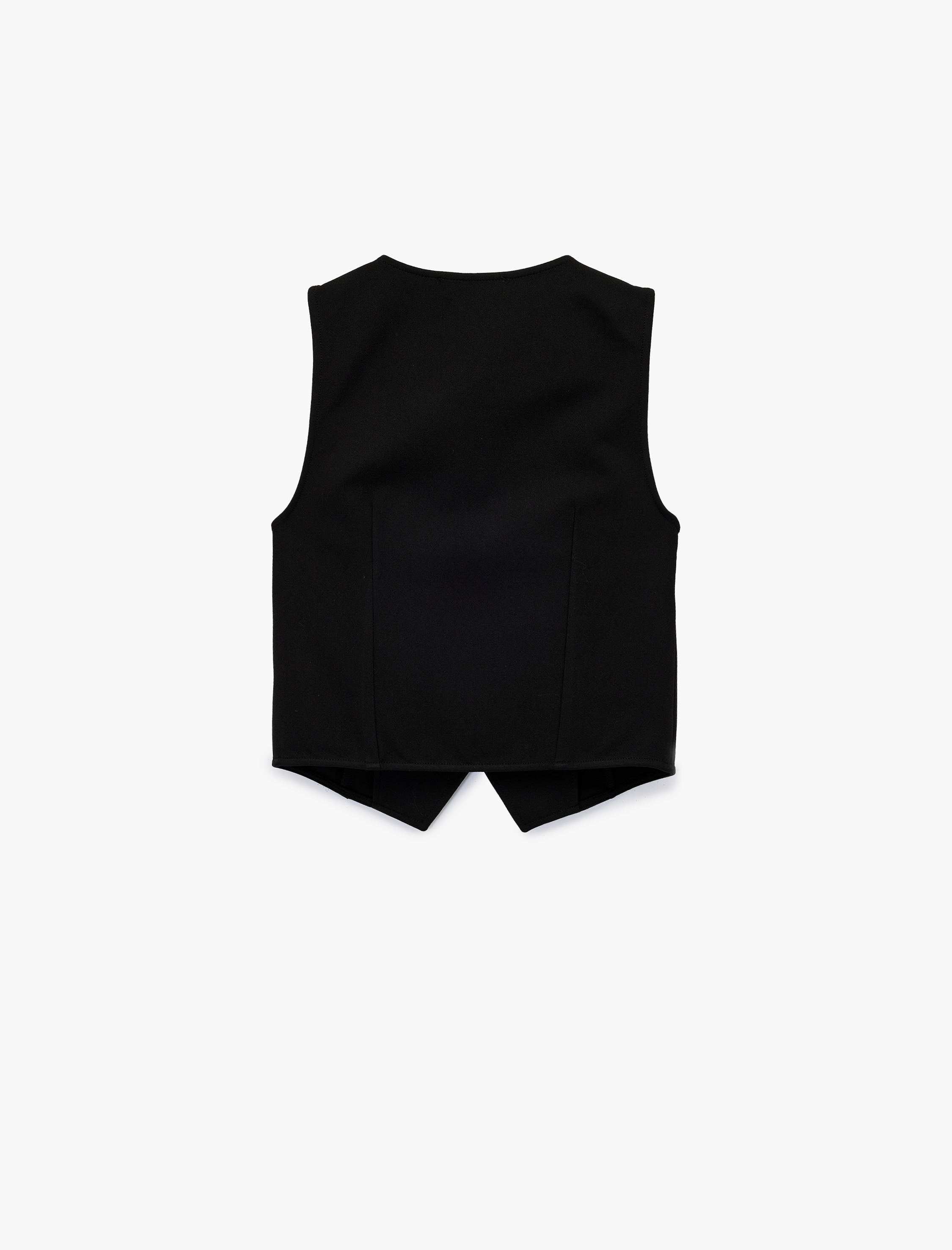   Krep Scuba Kumaş Bisiklet Yaka Düğmeli Blazer Yelek