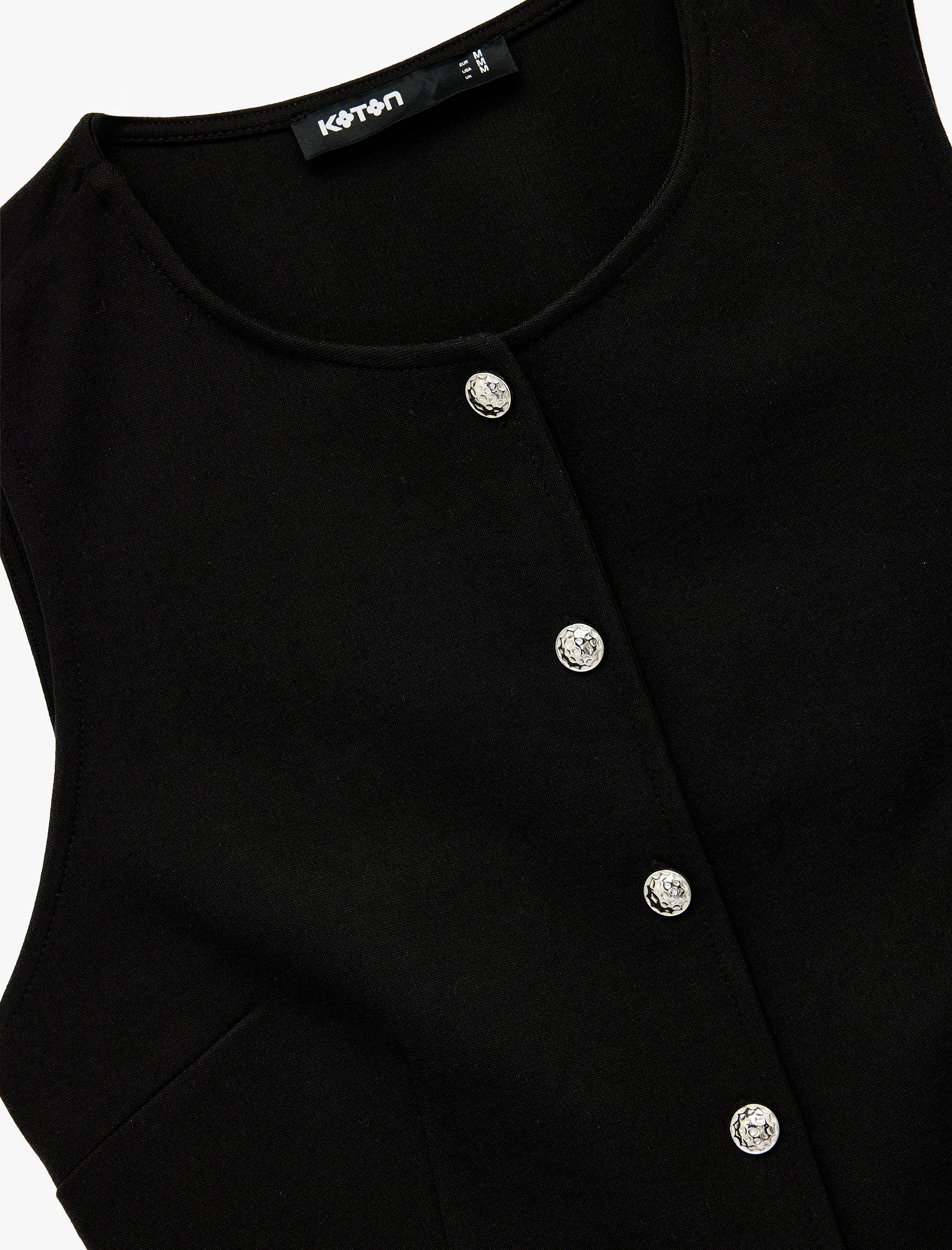   Krep Scuba Kumaş Bisiklet Yaka Düğmeli Blazer Yelek