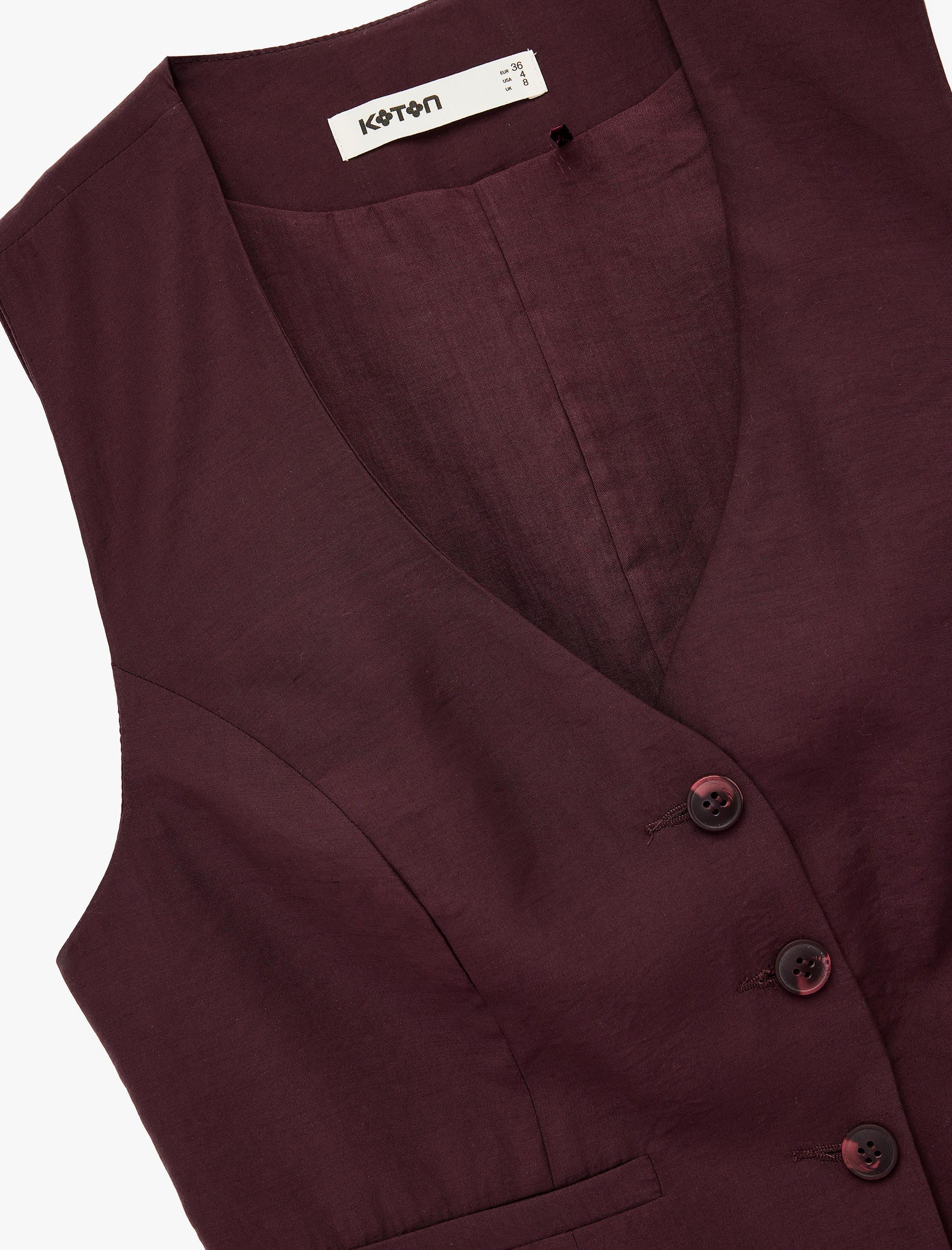   Modal Kumaş Astarlı Düğmeli Cepli Crop Blazer Yelek