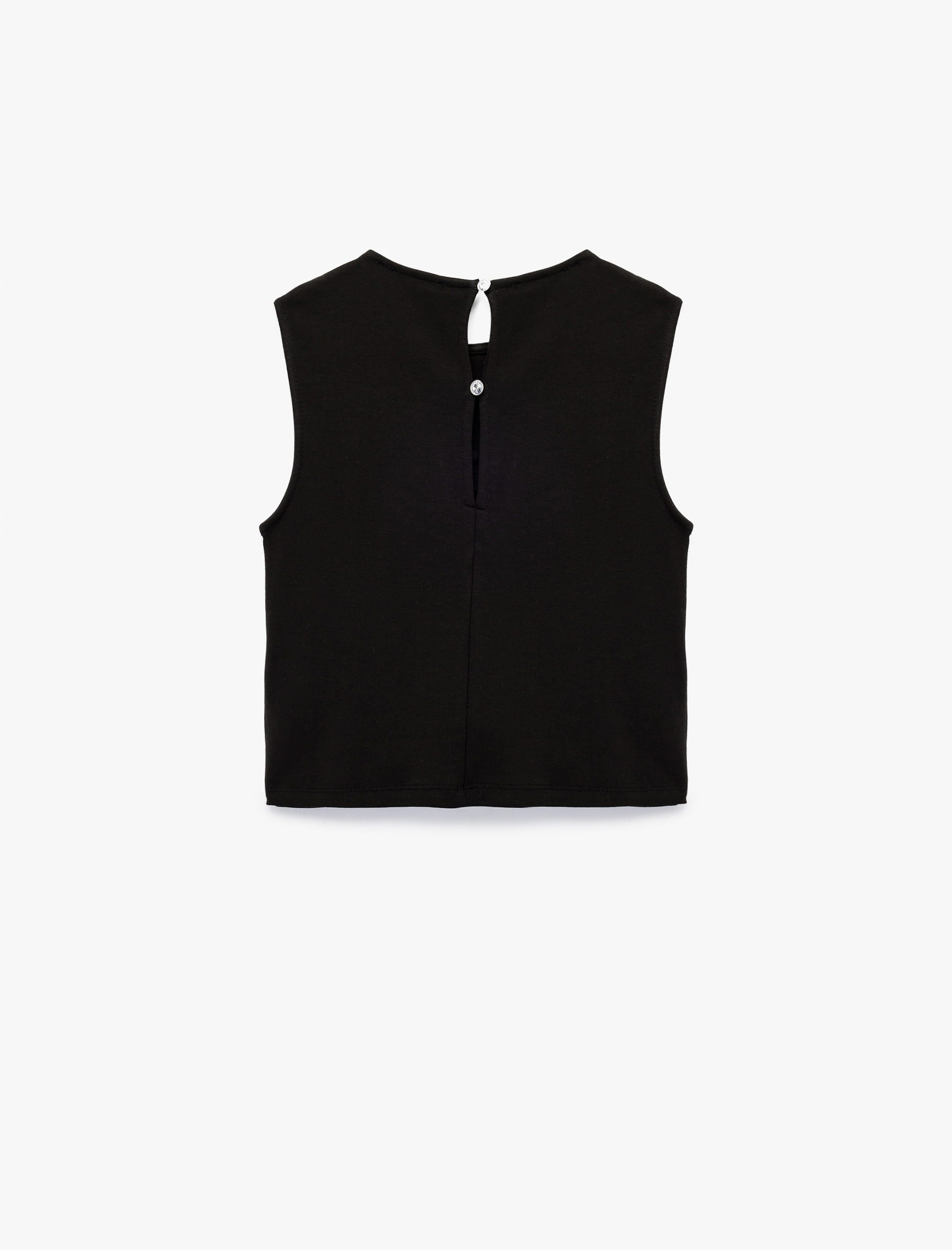   Pamuklu Slim Fit Bisiklet Yaka Taş Detaylı Kolsuz Bluz