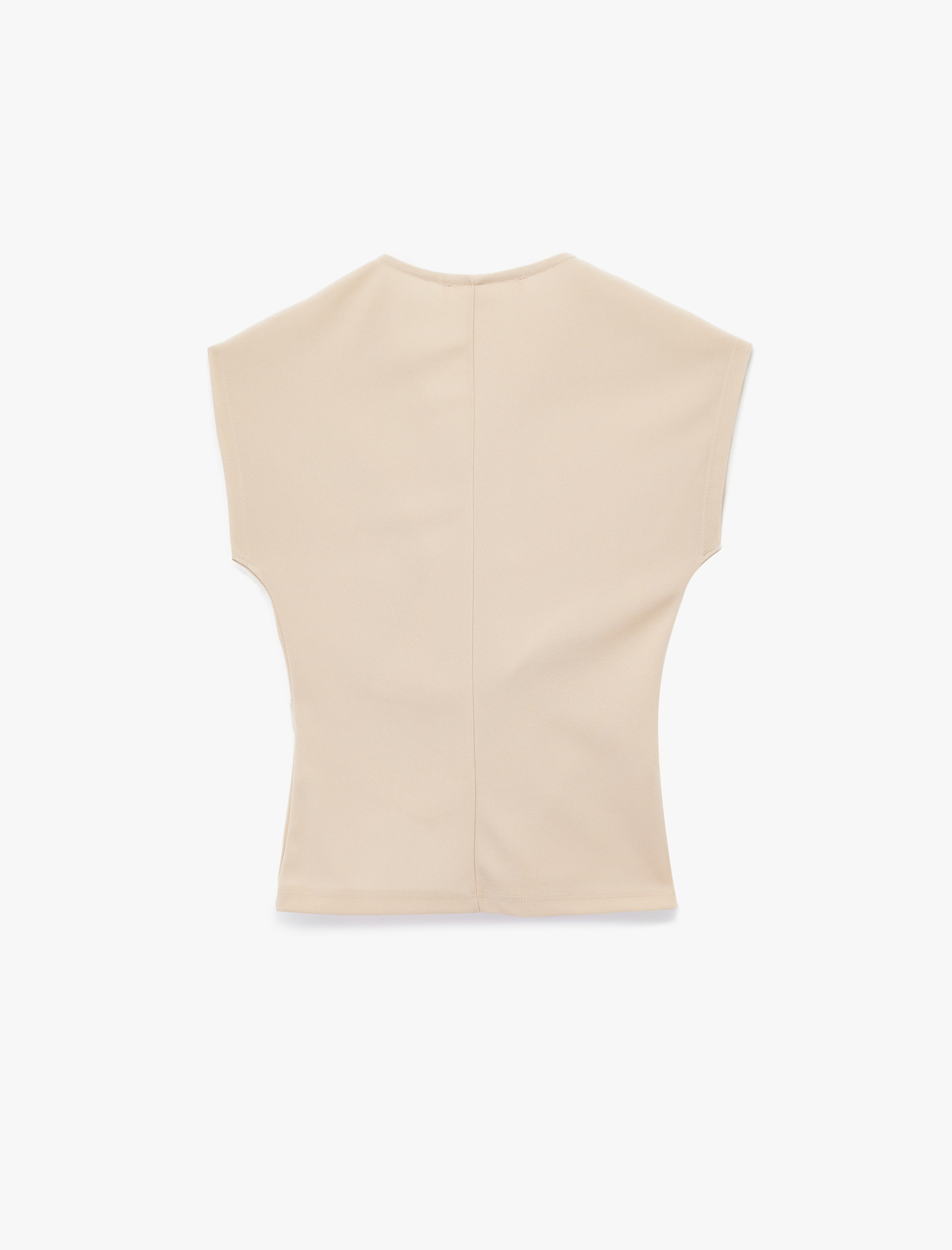   Krep Kumaş Kruvaze Düğüm Detaylı Kolsuz Bluz