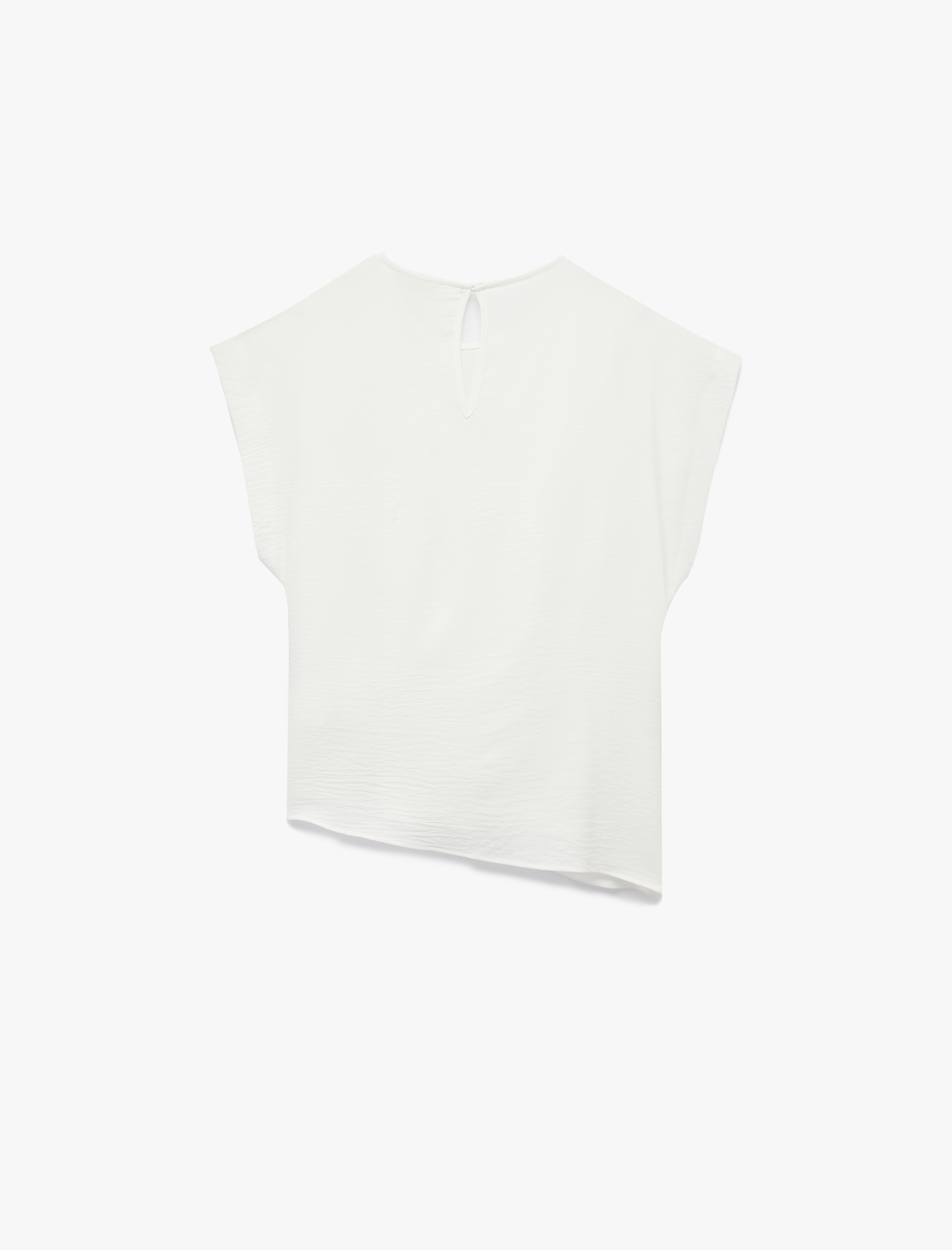   Aerobin Kumaş Drape Detaylı Bisiklet Yaka Kolsuz Bluz