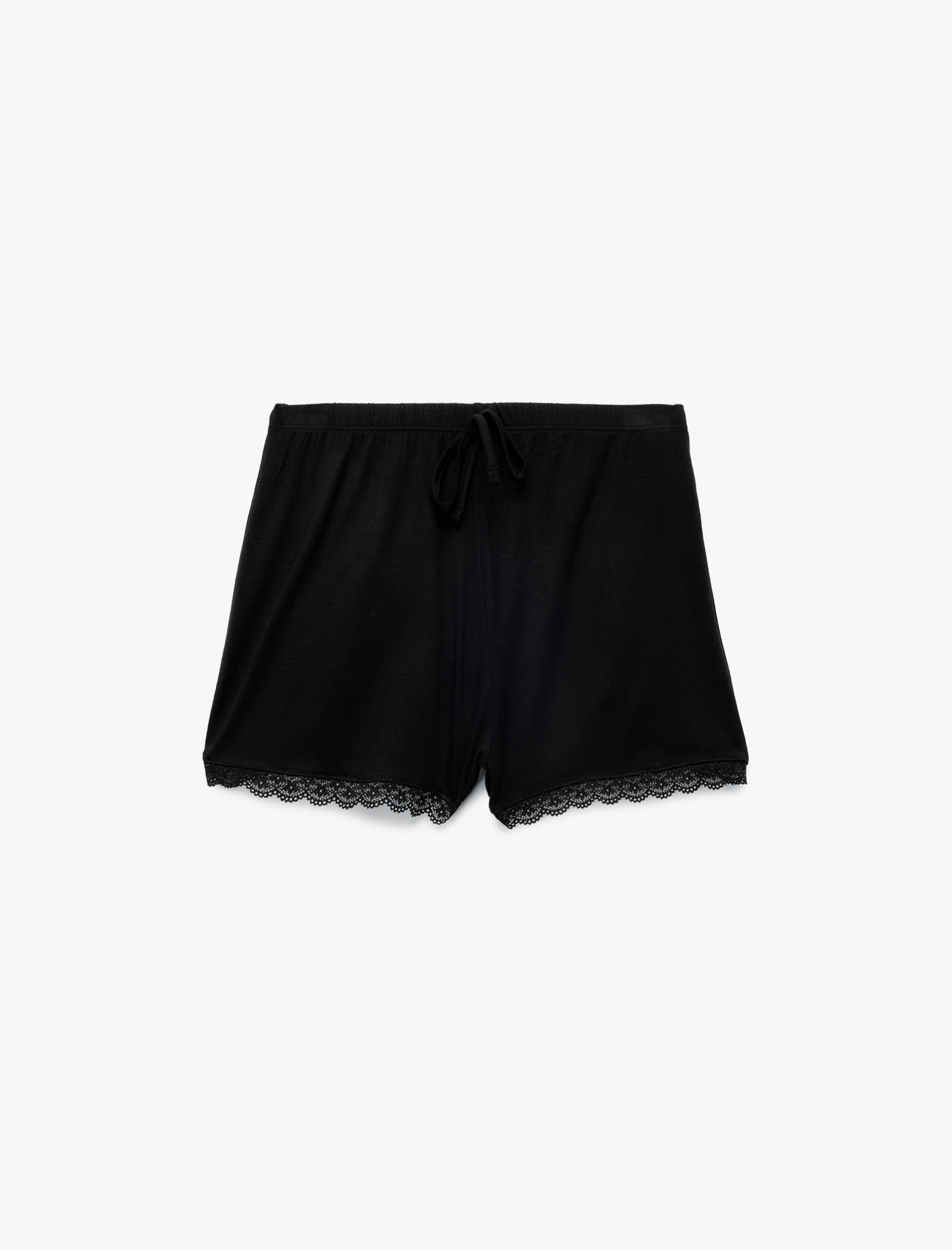 Viskon Kumaş Dantel Detaylı Şort Pijama Altı