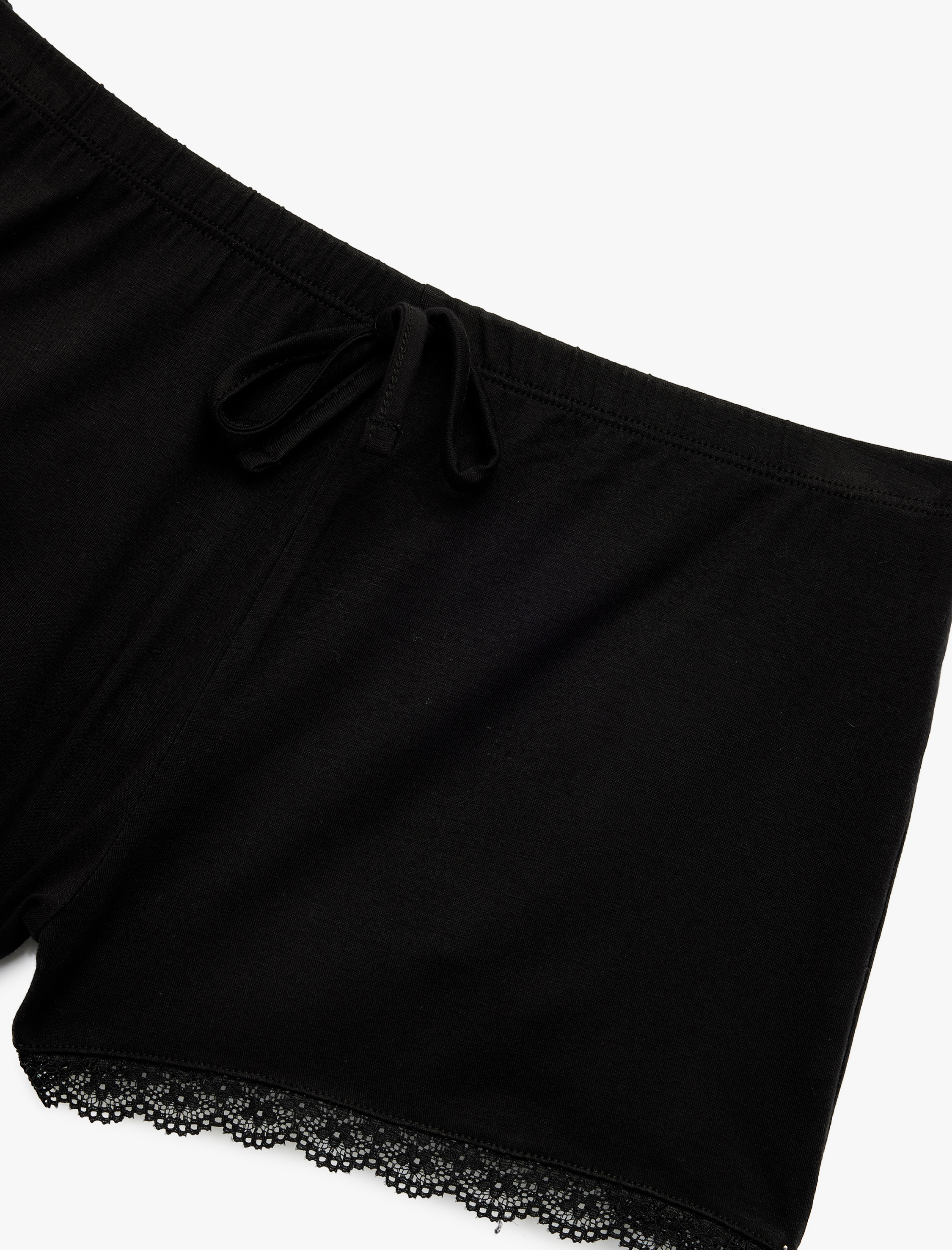 Viskon Kumaş Dantel Detaylı Şort Pijama Altı