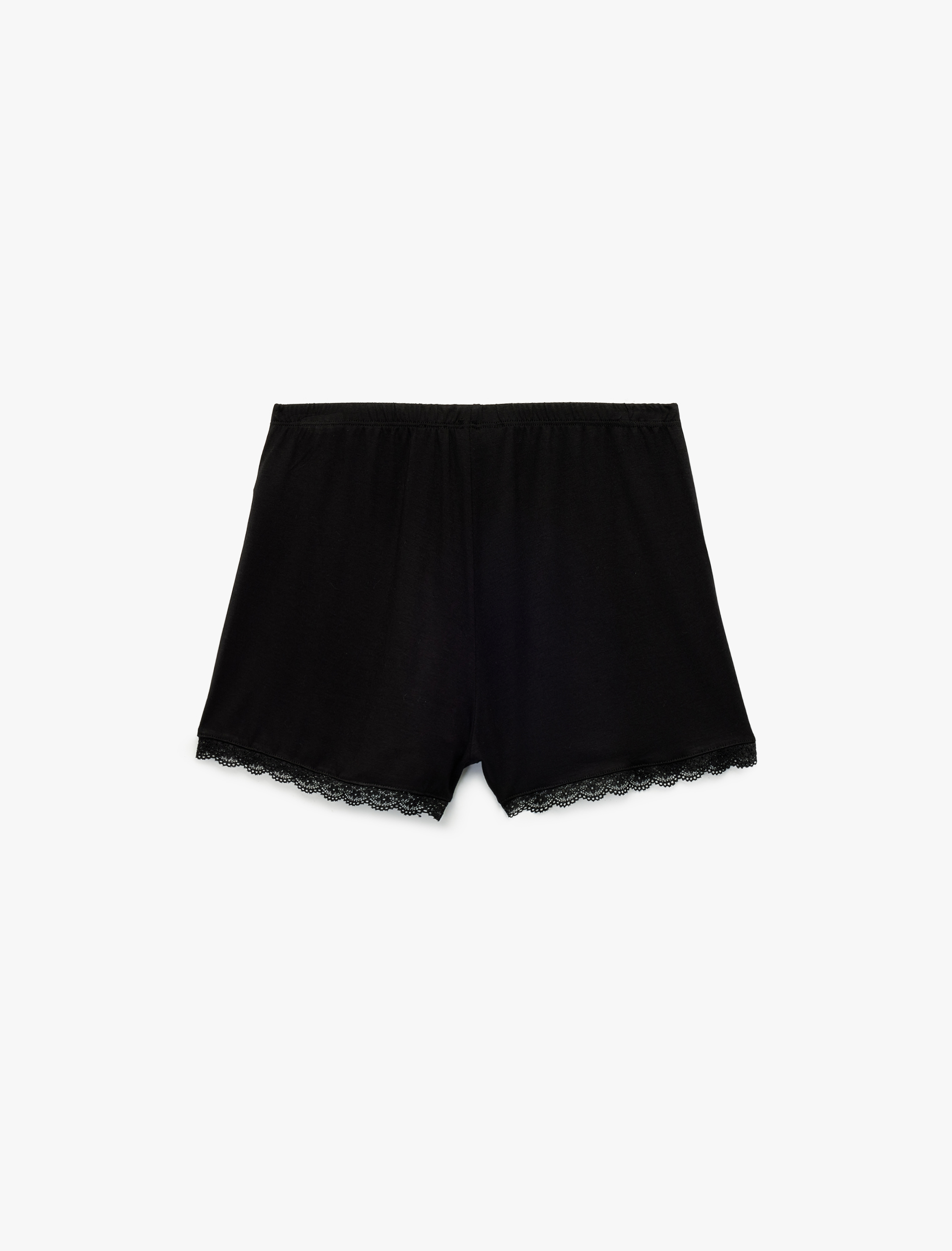 Viskon Kumaş Dantel Detaylı Şort Pijama Altı