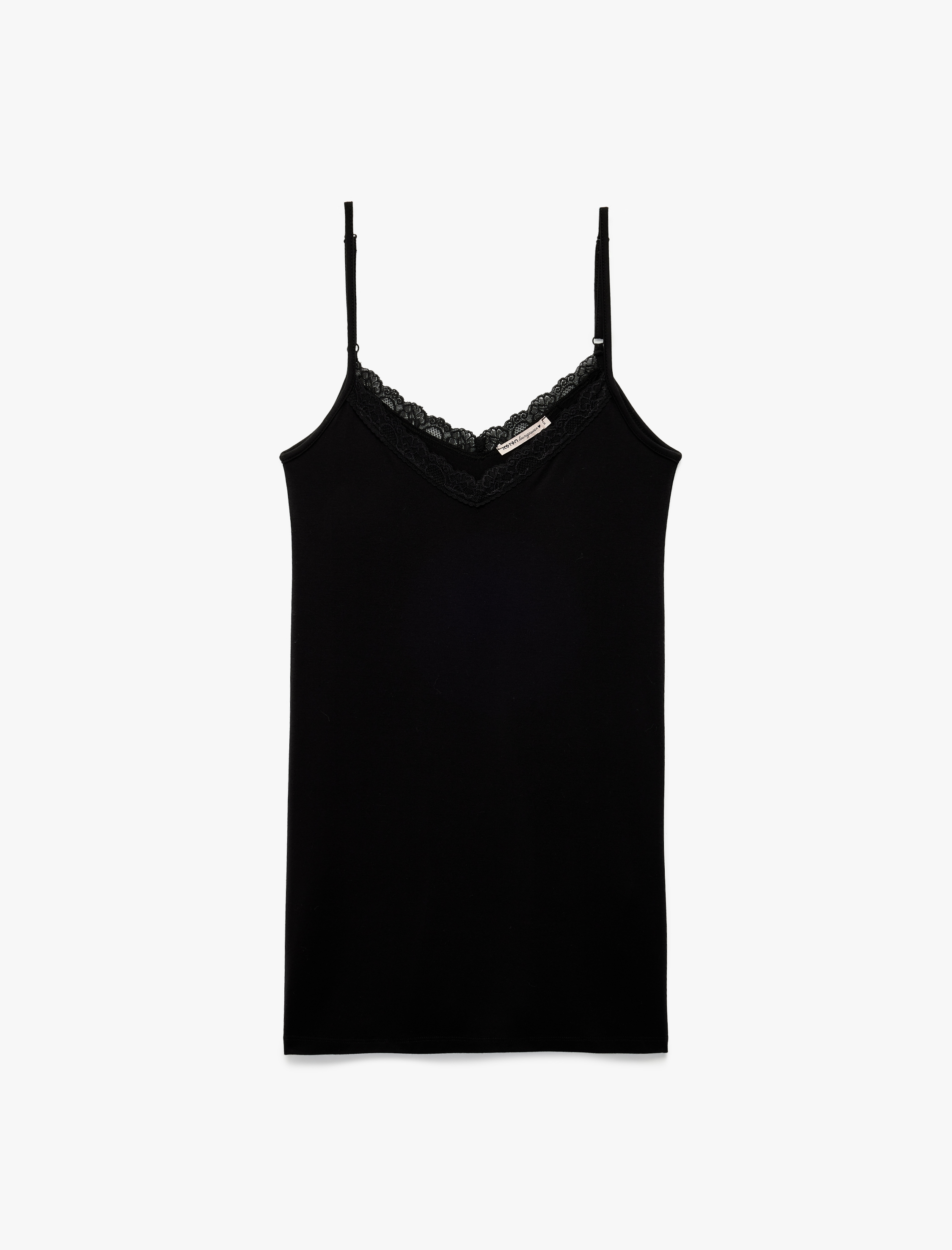   Dantel Detaylı V Yaka İnce Askılı Mini Gecelik