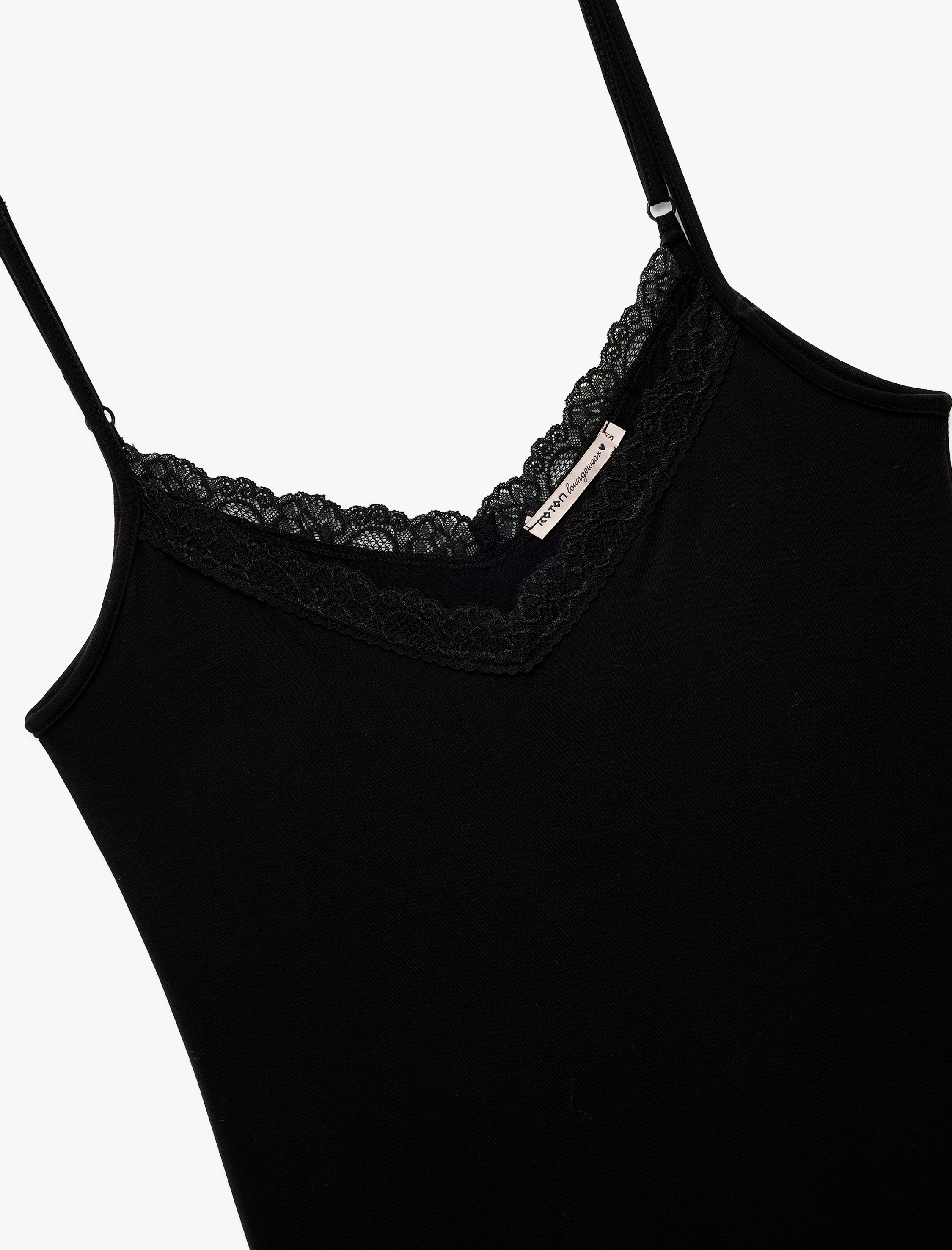   Dantel Detaylı V Yaka İnce Askılı Mini Gecelik