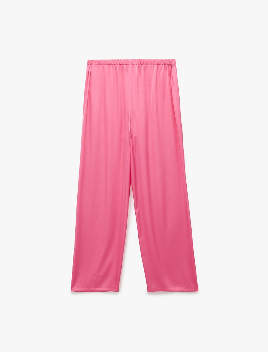   Uzun Rahat Kalıp Kalpli Saten Pijama Altı
