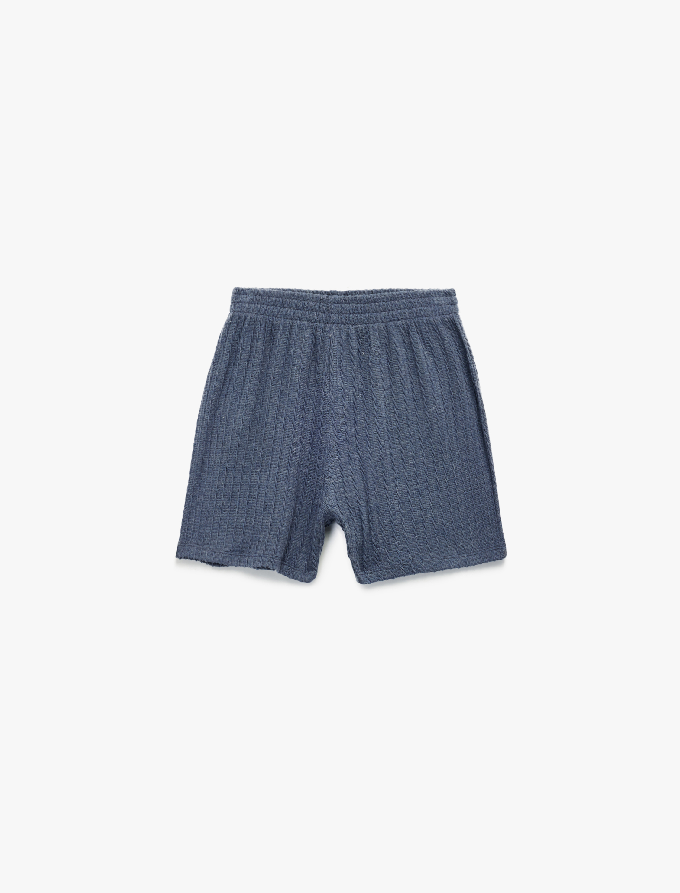   Slim Fit Beli Lastikli Dokulu Mini Şort