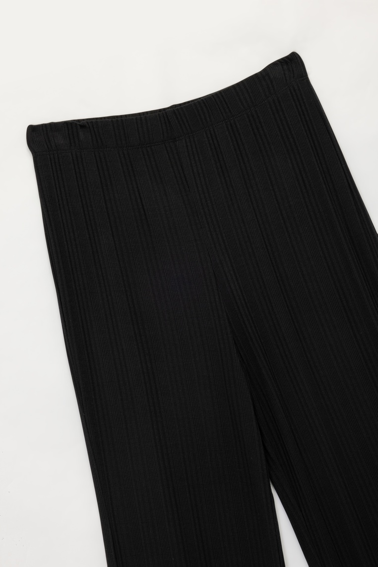   Modal Kumaş Dokulu Düz Bol Paça Pijama Altı
