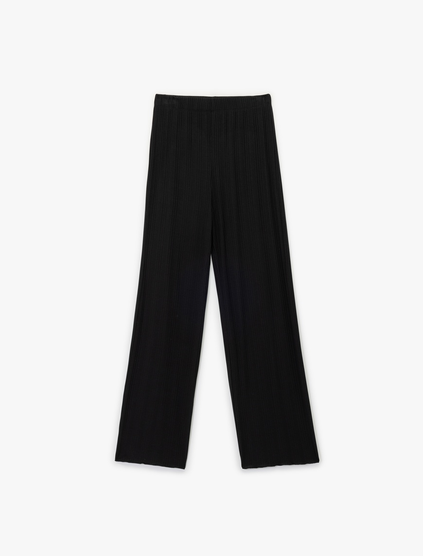   Modal Kumaş Dokulu Düz Bol Paça Pijama Altı