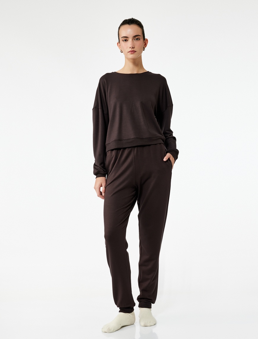   Modal Kumaş Slim Fit Cepli Jogger Pijama Altı