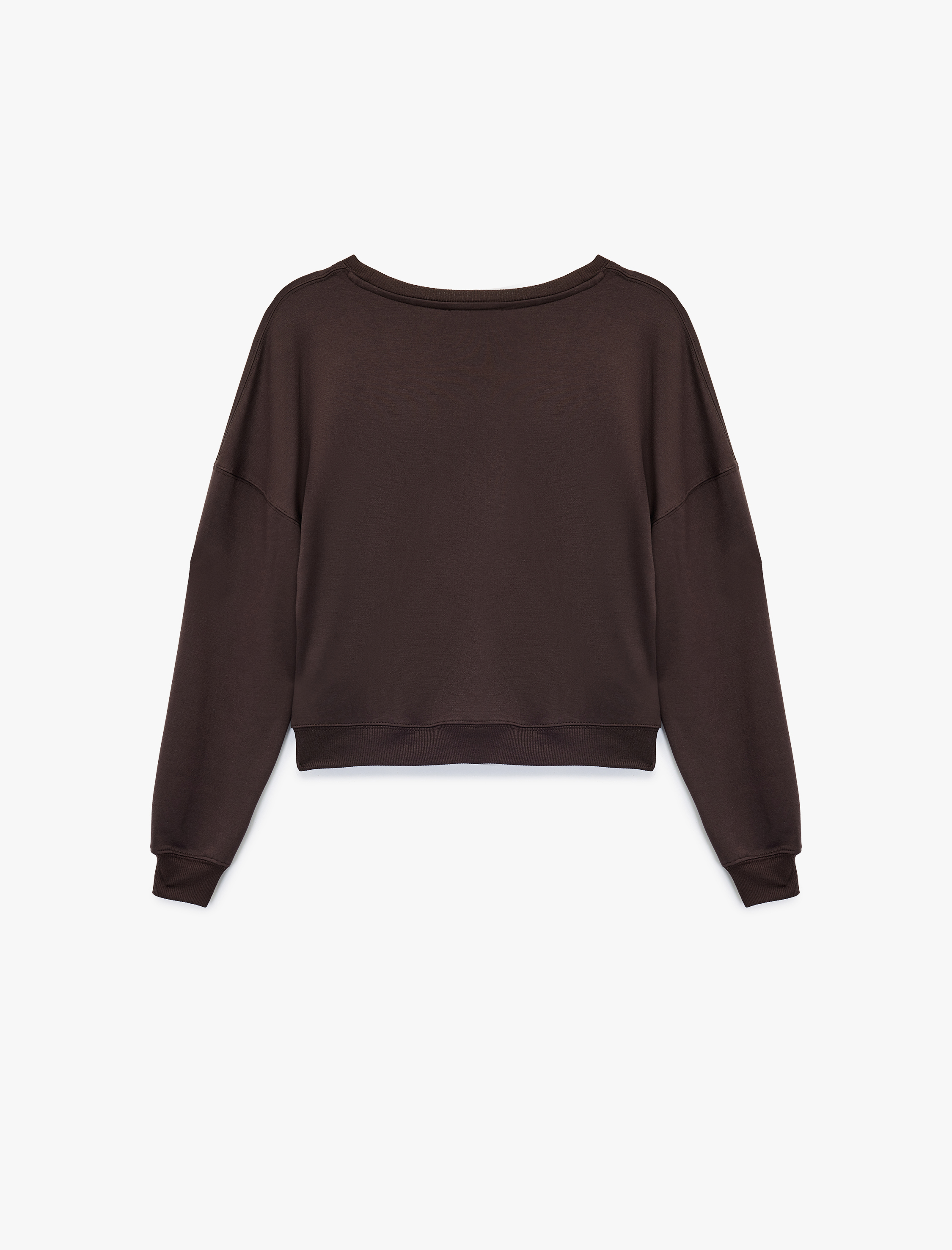 Rahat Kalıp Modal Kumaş Uzun Kollu Bisiklet Yaka Pijama Üstü