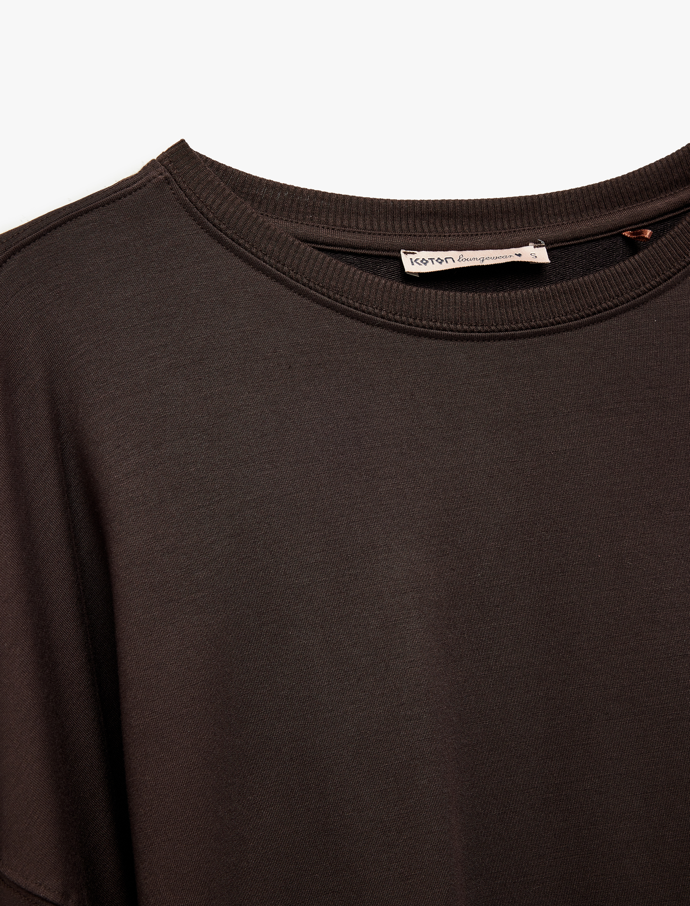 Rahat Kalıp Modal Kumaş Uzun Kollu Bisiklet Yaka Pijama Üstü