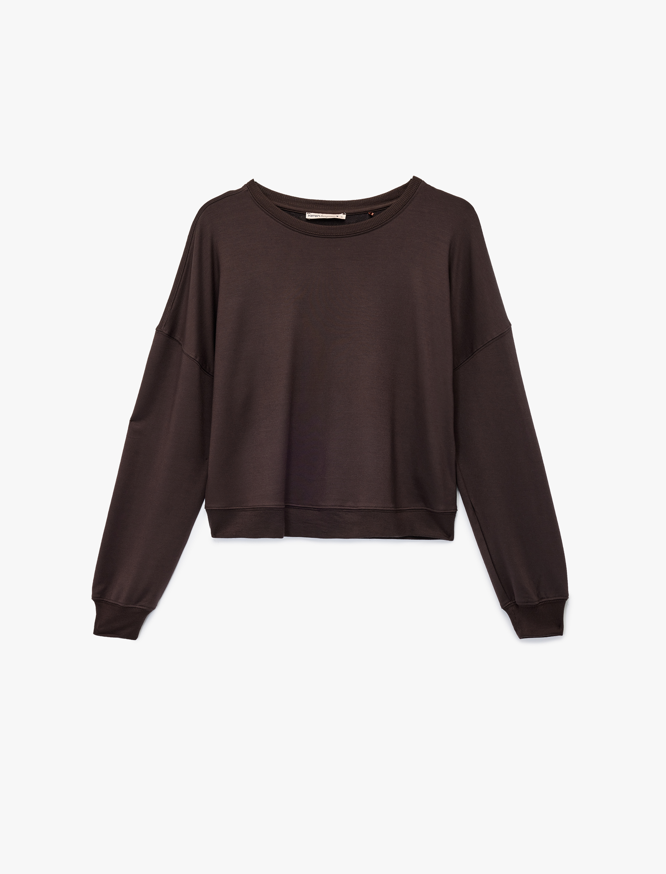 Rahat Kalıp Modal Kumaş Uzun Kollu Bisiklet Yaka Pijama Üstü