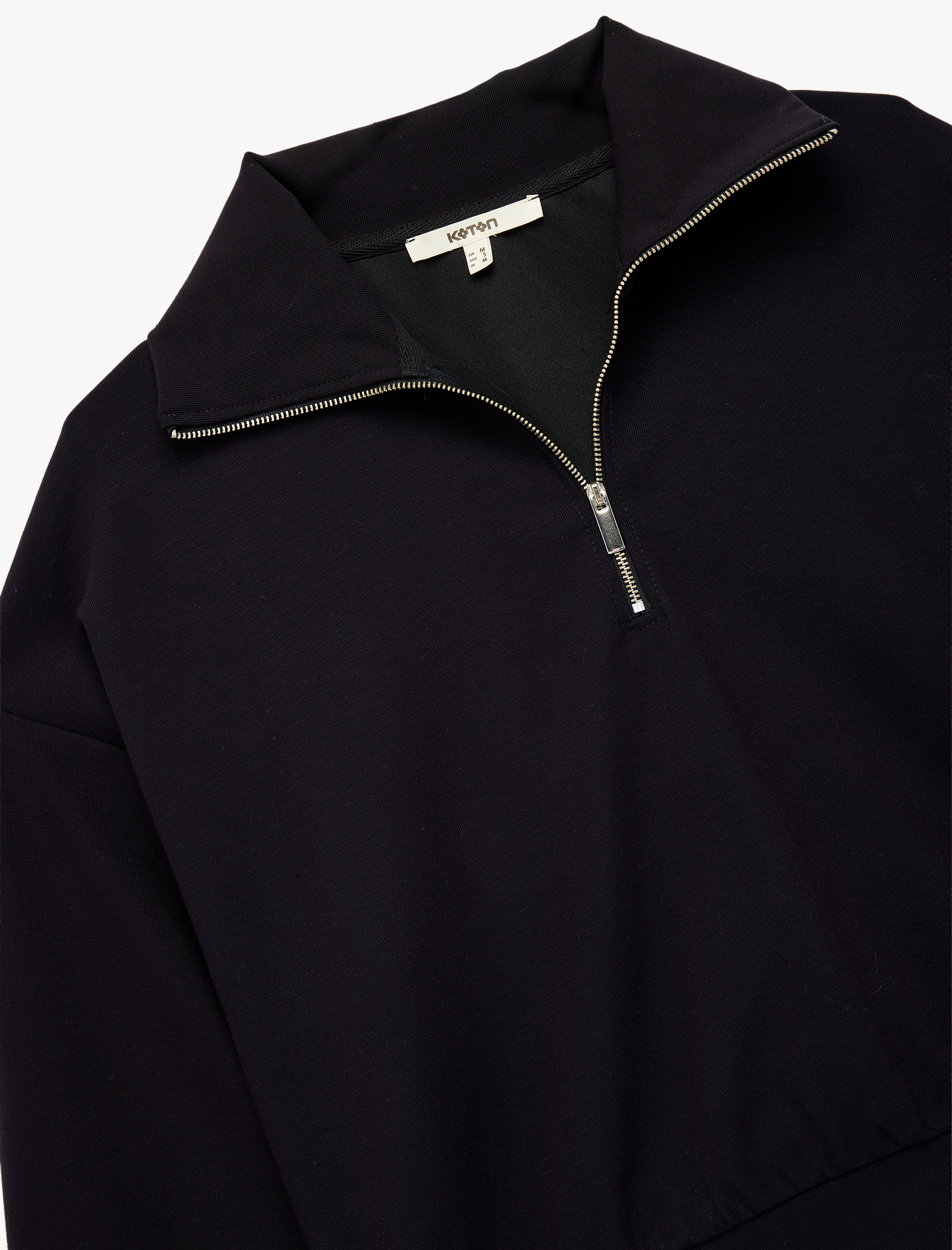 Rahat Kalıp Uzun Kollu Yarım Fermuarlı Sweatshirt