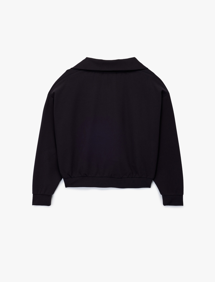   Rahat Kalıp Uzun Kollu Yarım Fermuarlı Sweatshirt
