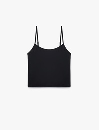 Modal Kumaş İnce Askılı Crop Pijama Üstü