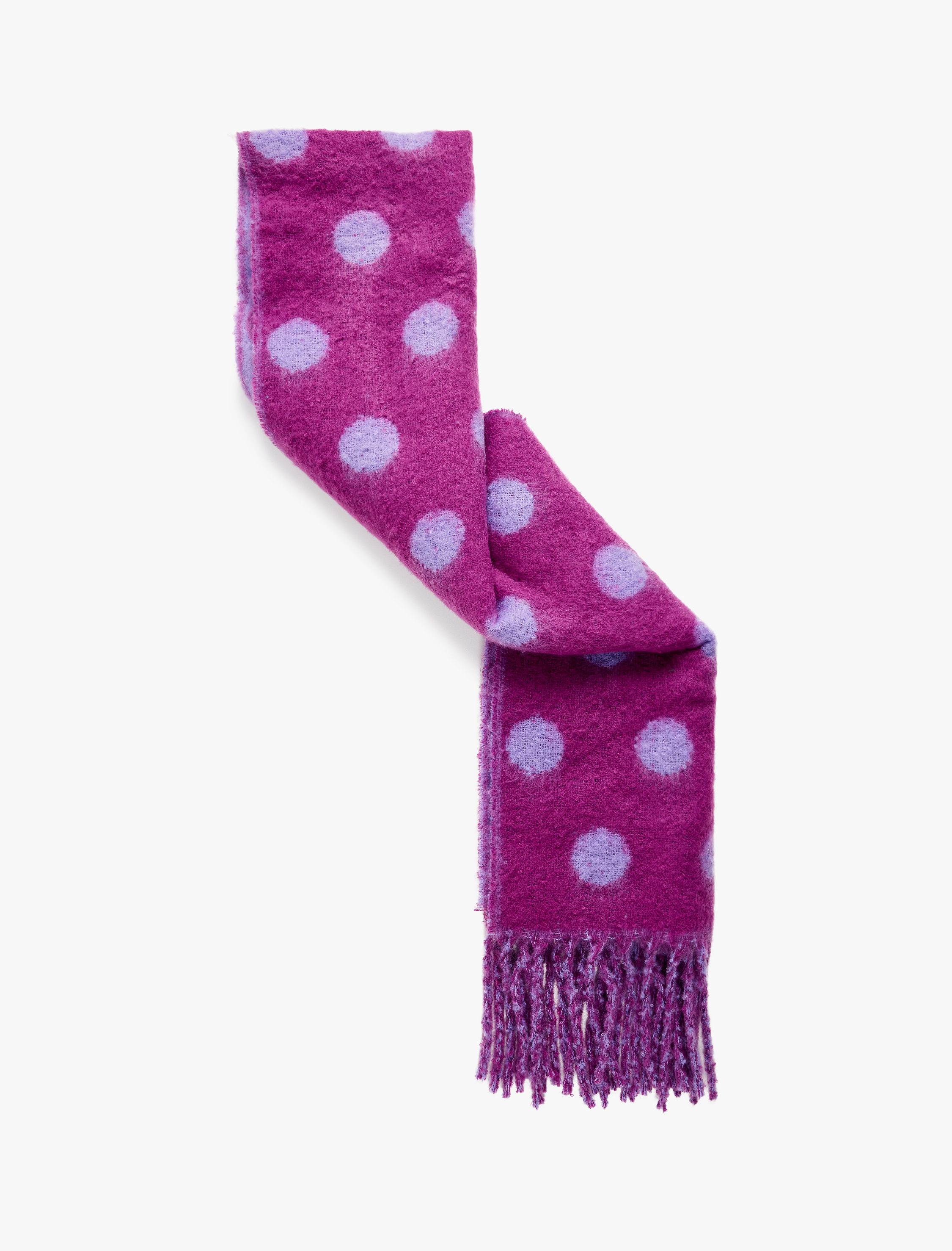  Kadın Puantiyeli Püsküllü Yumuşak Dokulu Uzun Atkı