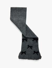 Fiyonklu Triko Uzun Atkı