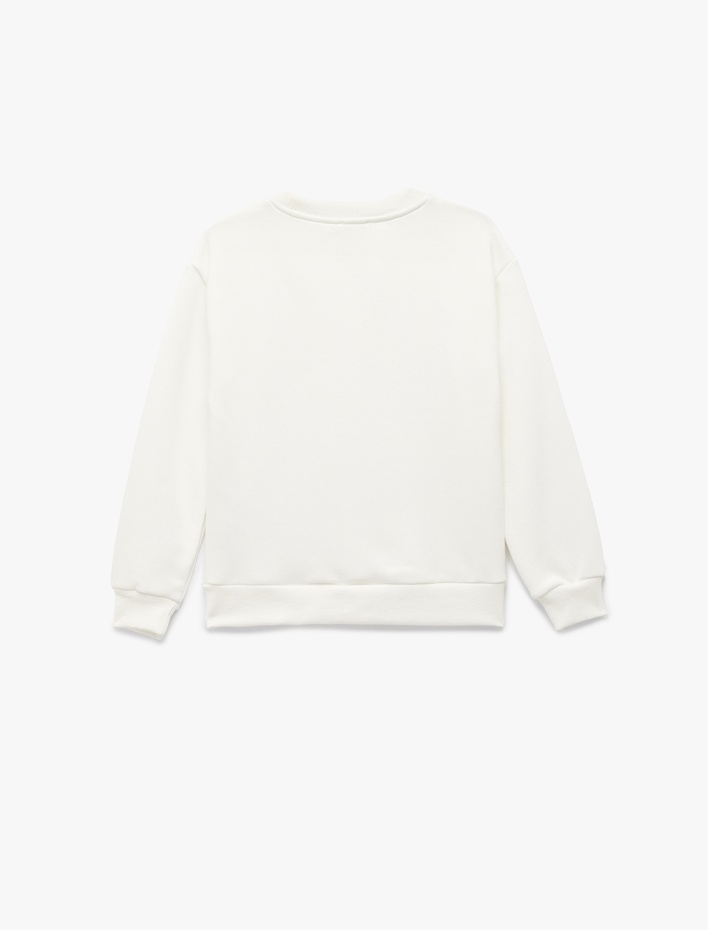 Kız Çocuk Üç İplik Şardonlu Unicorn Baskılı Uzun Kollu Bisiklet Yaka Sweatshirt