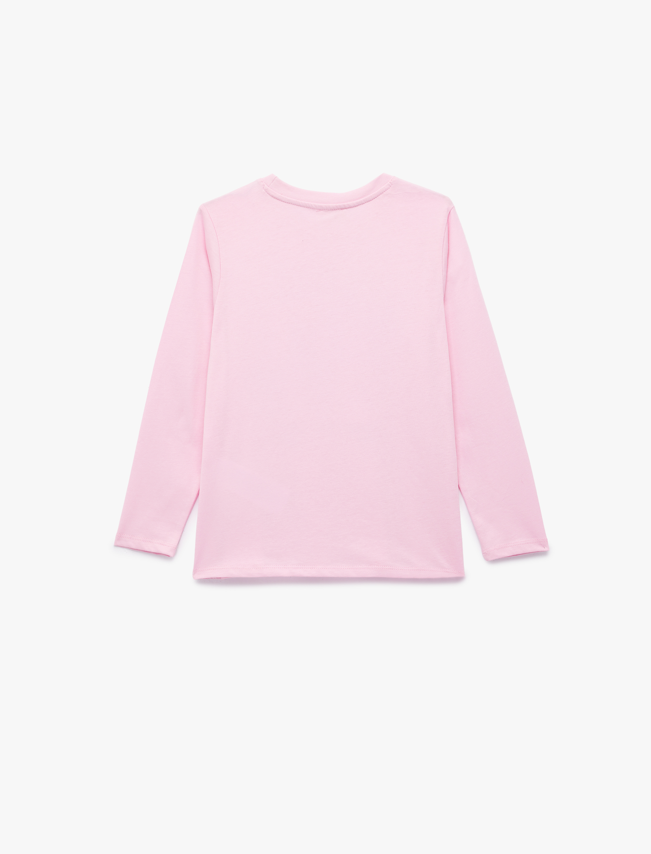  Kız Çocuk Pamuklu Uzun Kollu Bisiklet Yaka Kedili Tişört