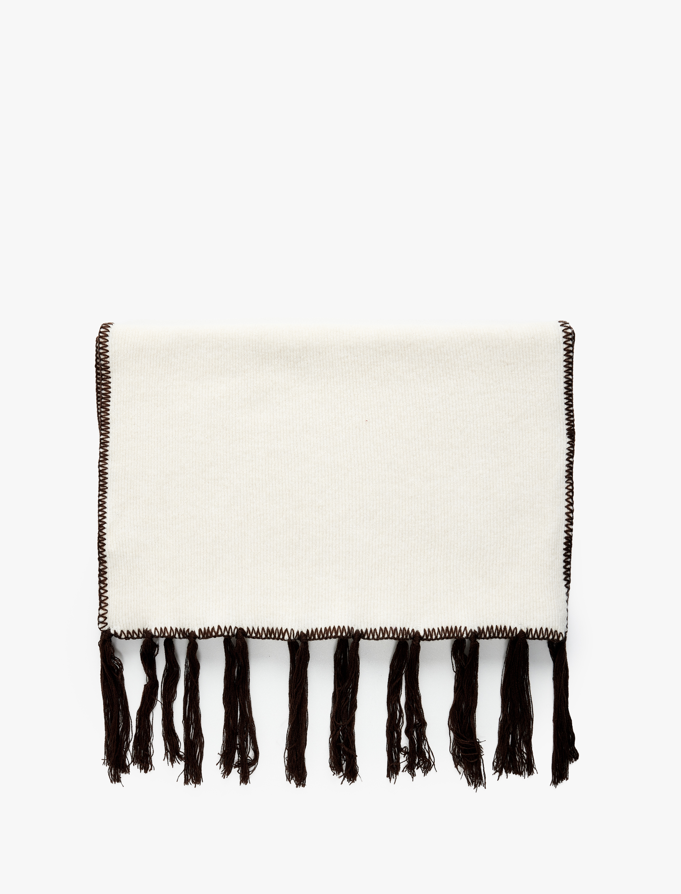  Kadın Püsküllü Dikiş Detaylı Triko Uzun Atkı