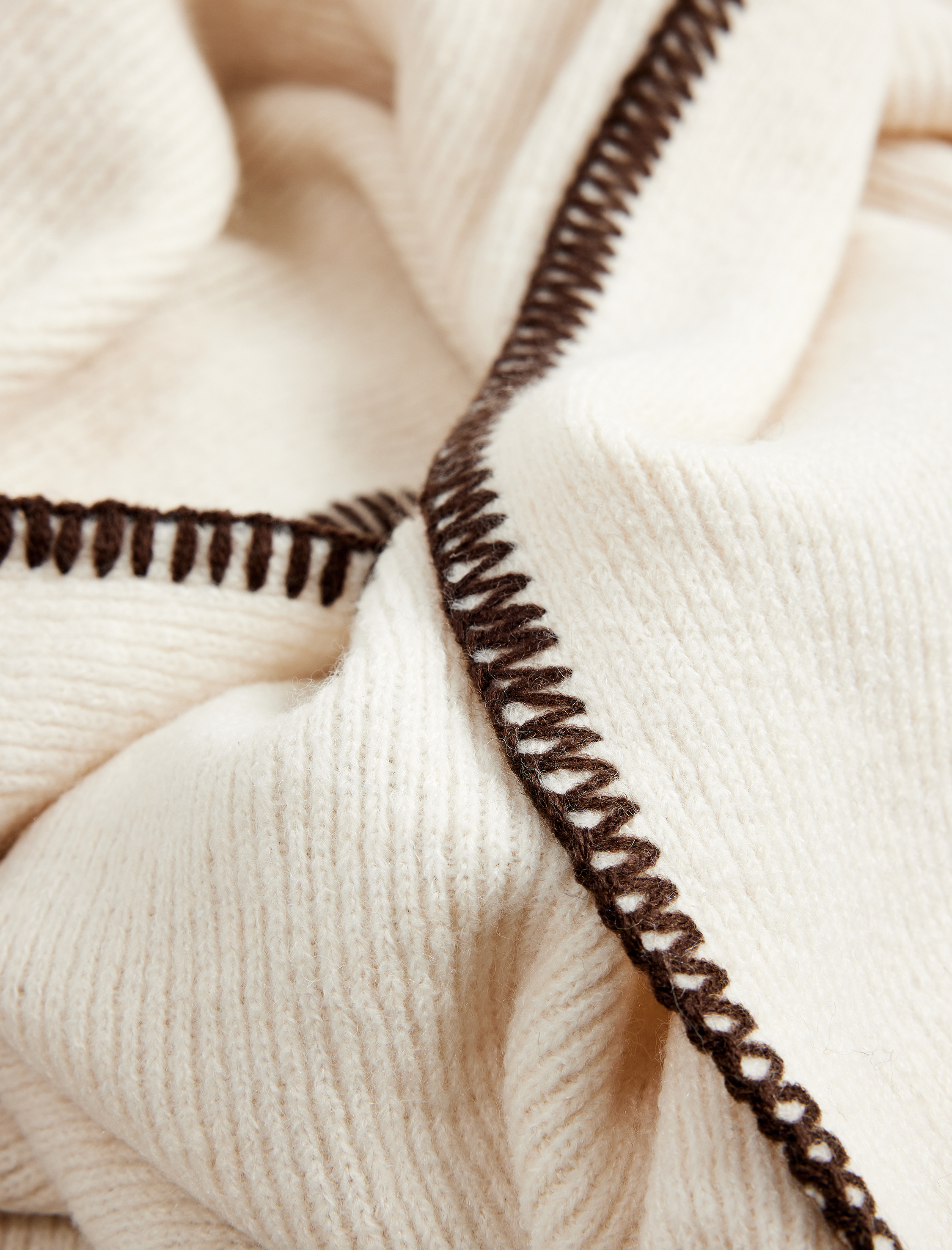  Kadın Püsküllü Dikiş Detaylı Triko Uzun Atkı